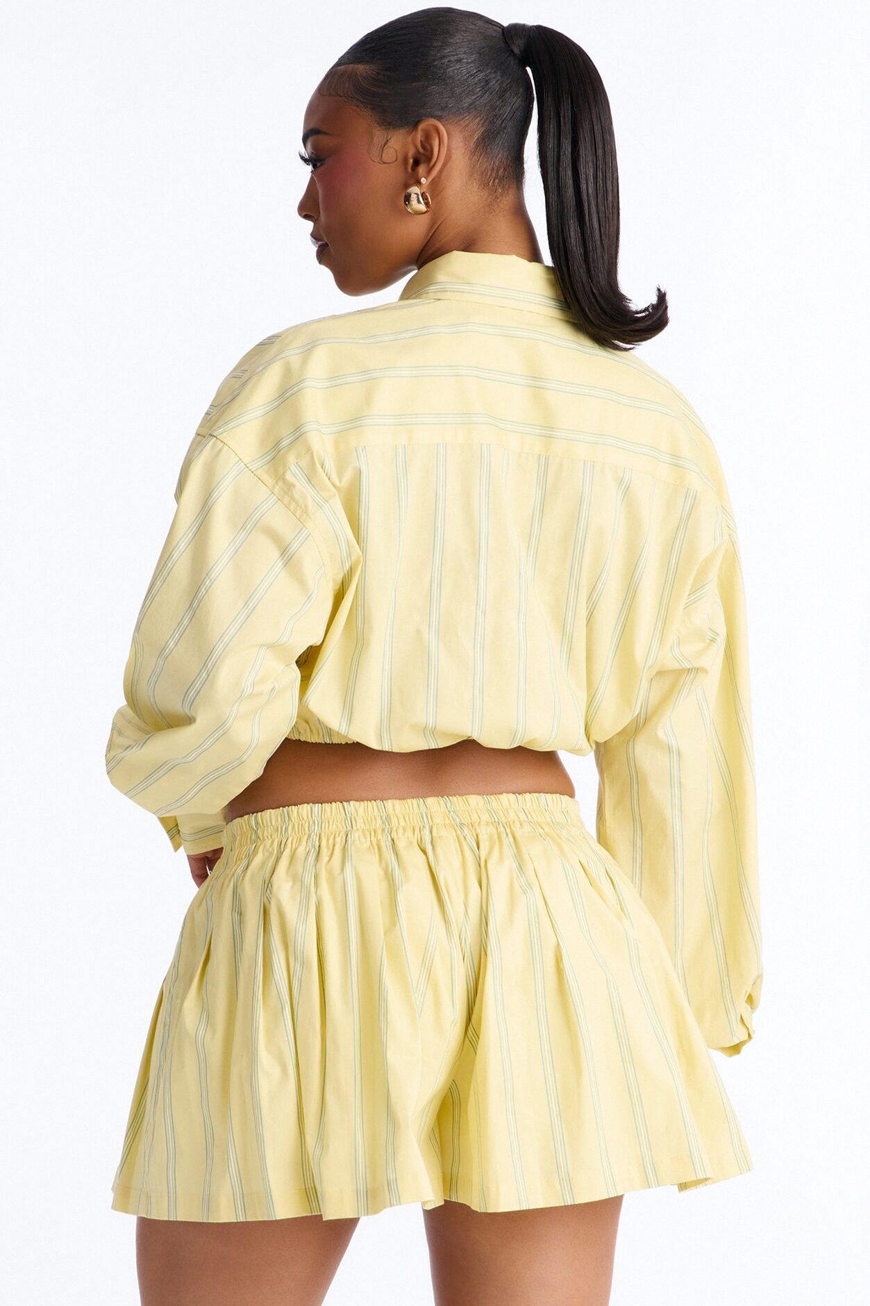 Penelope Pinstripe Short Set - Yellow/combo
