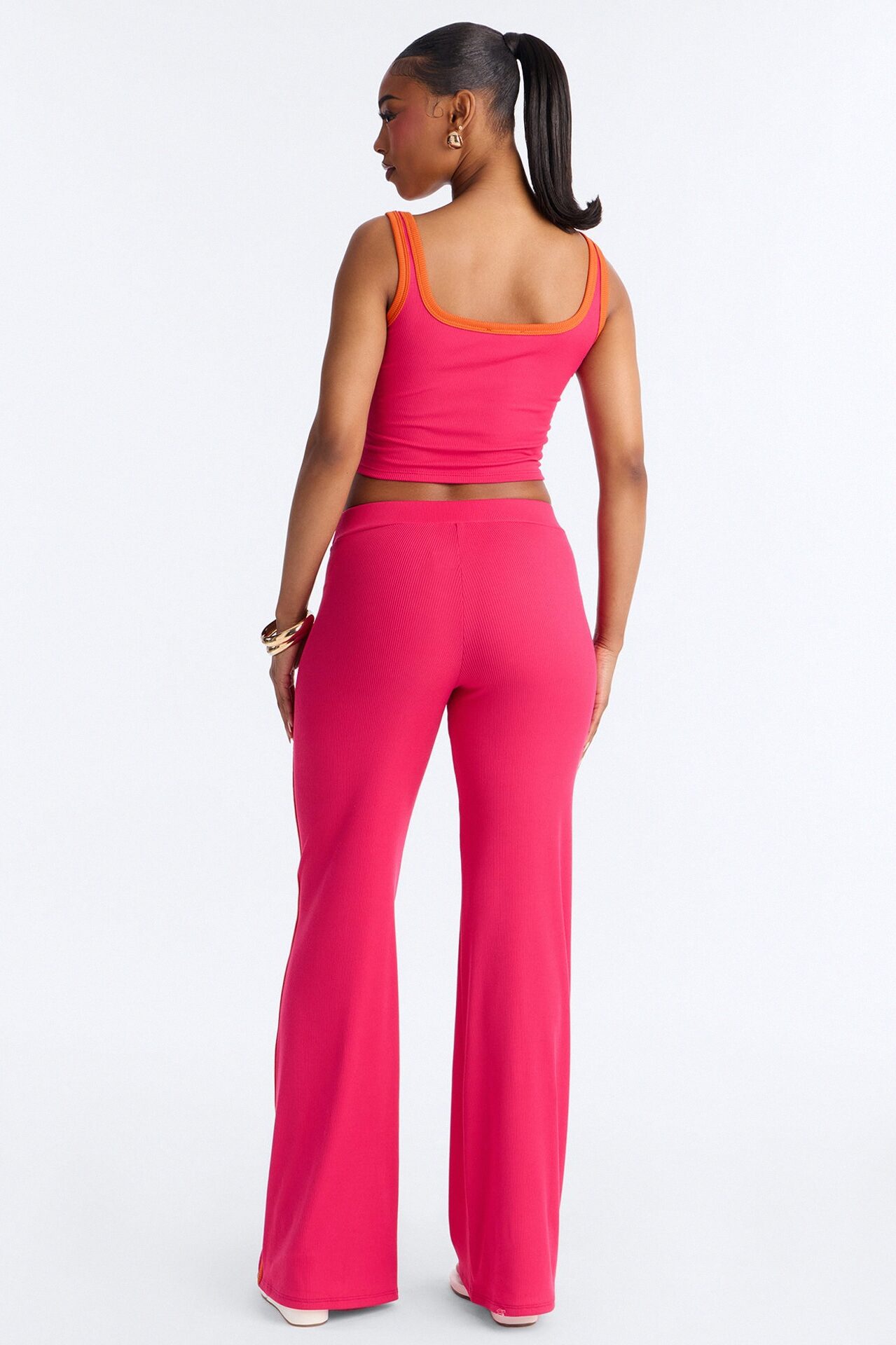 Mica Ribbed Pant Set - Fuchsia
