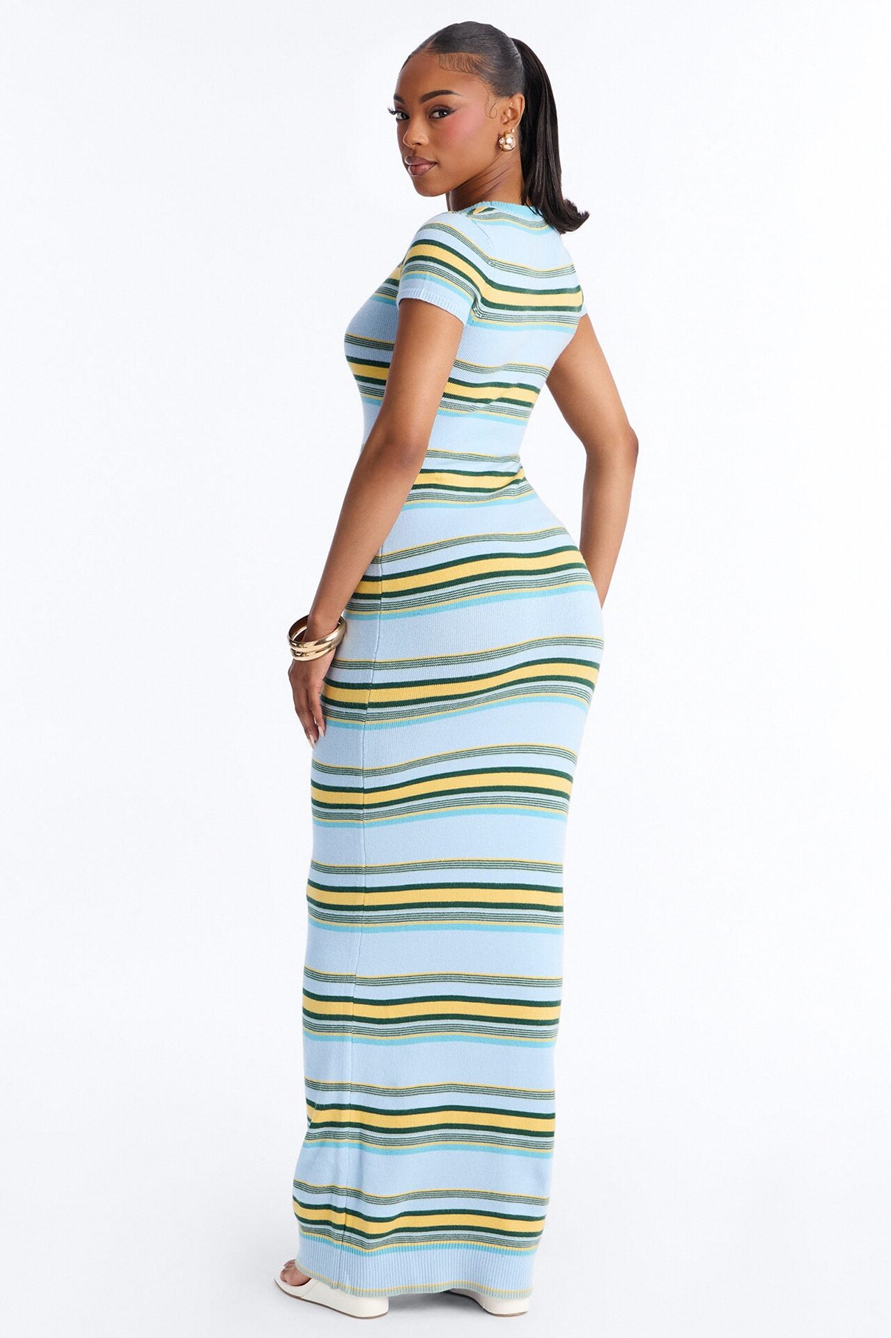 Bennie Striped Sweater Maxi Dress - Blue/combo