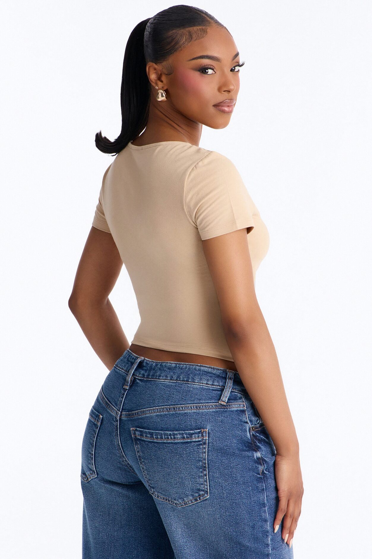 Marissa Double Lined Basic Top - Taupe