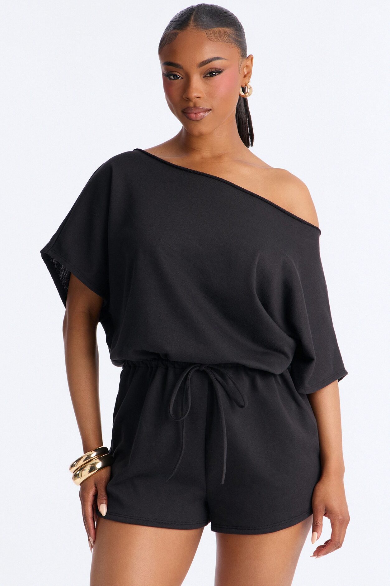 Weekend Away Off Shoulder Romper - Black