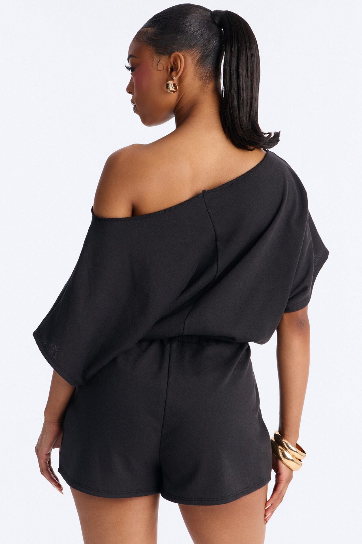 Weekend Away Off Shoulder Romper - Black