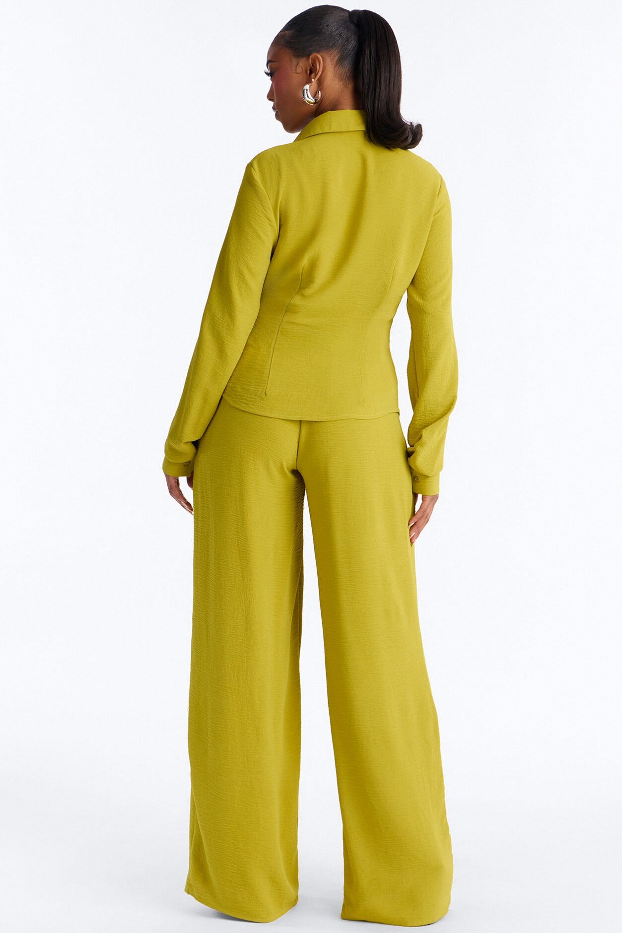 Makenzie Ruched Pant Set - Chartreuse