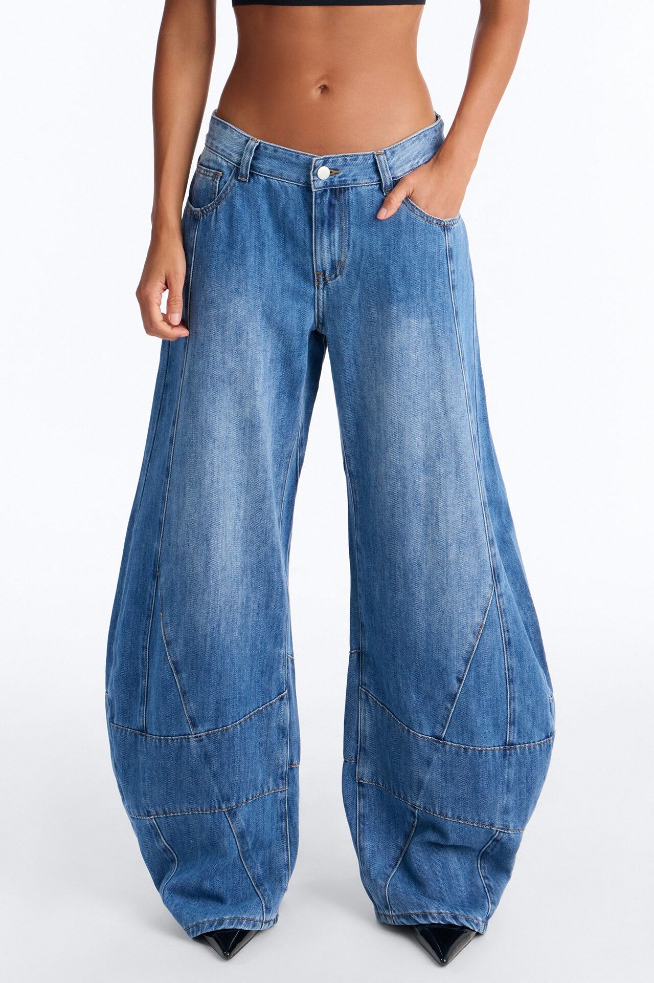 Next Street Seamed Barrel Jeans - Dark Wash