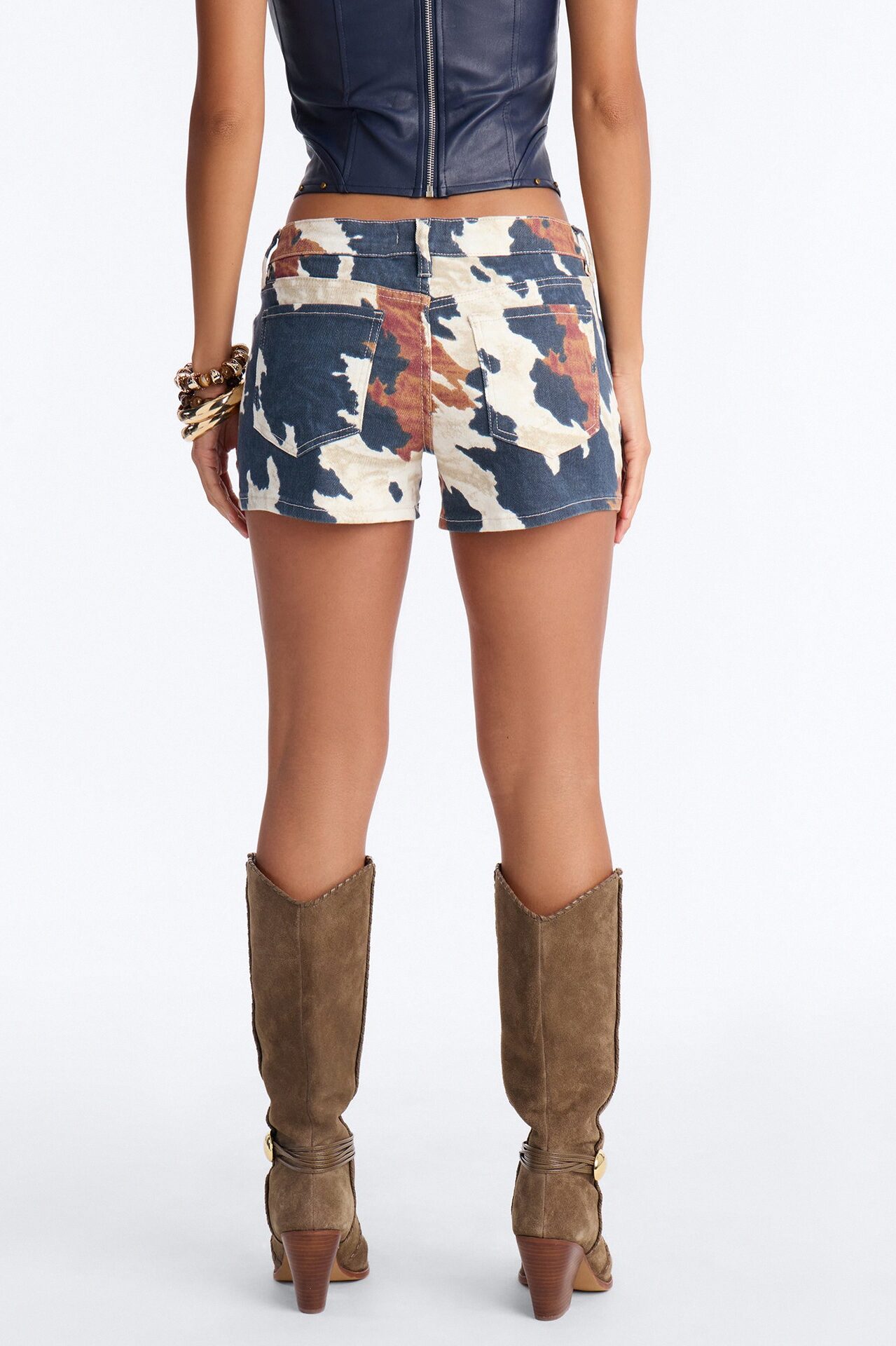 Dallas Artwalk Stretch Denim Shorts - Brown/combo