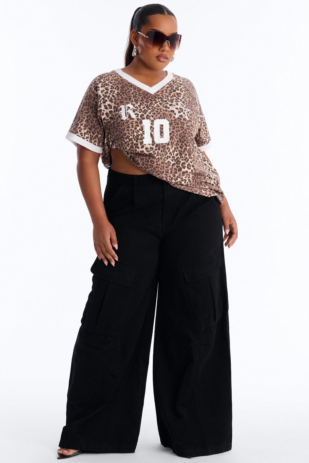 Leopard League V Neck Short Sleeve Tshirt - Leopard