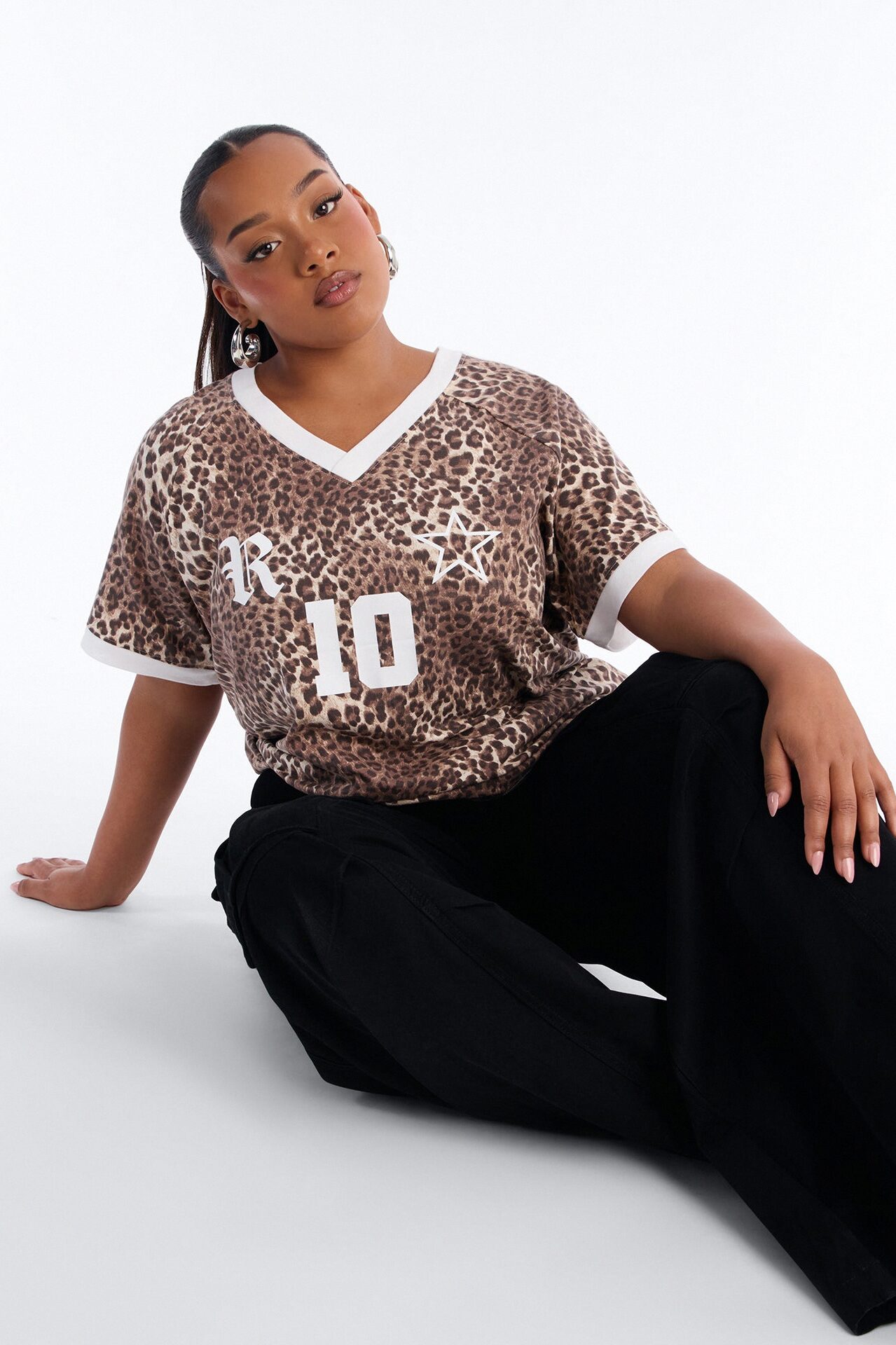 Leopard League V Neck Short Sleeve Tshirt - Leopard