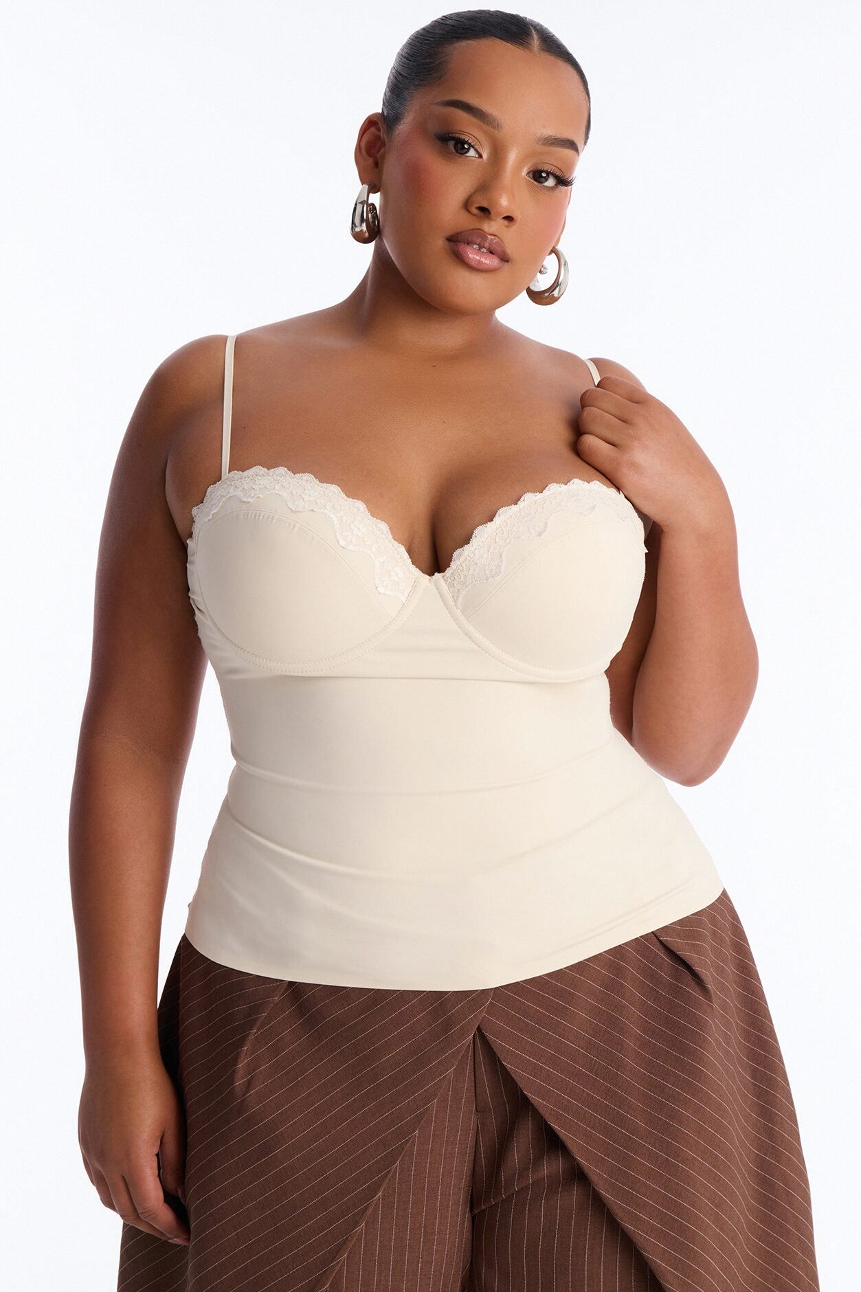Luminous Love Padded Sweetheart Neck Tank Top - Cream