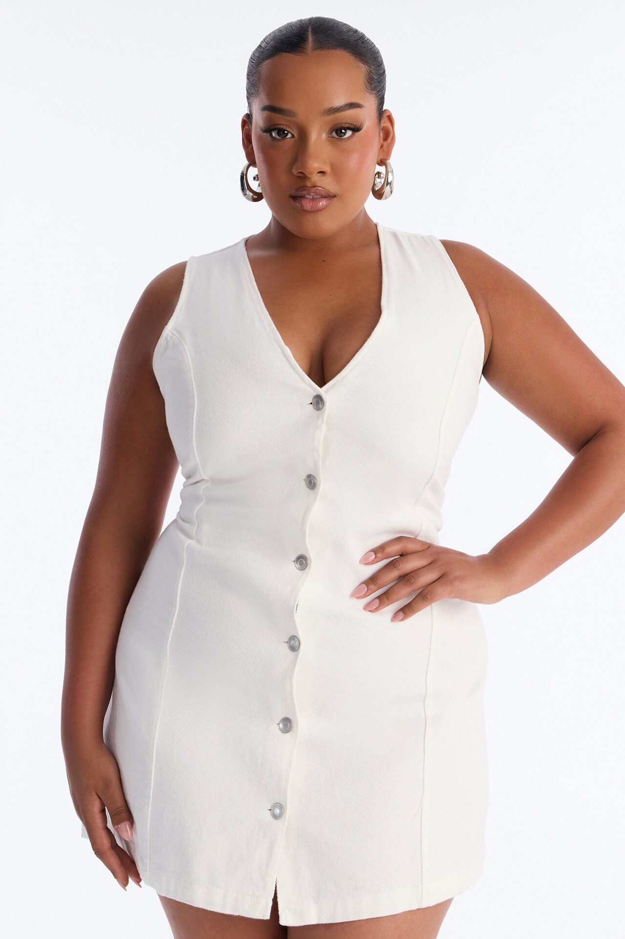 Adalynn Sleeveless Denim Mini Dress - White