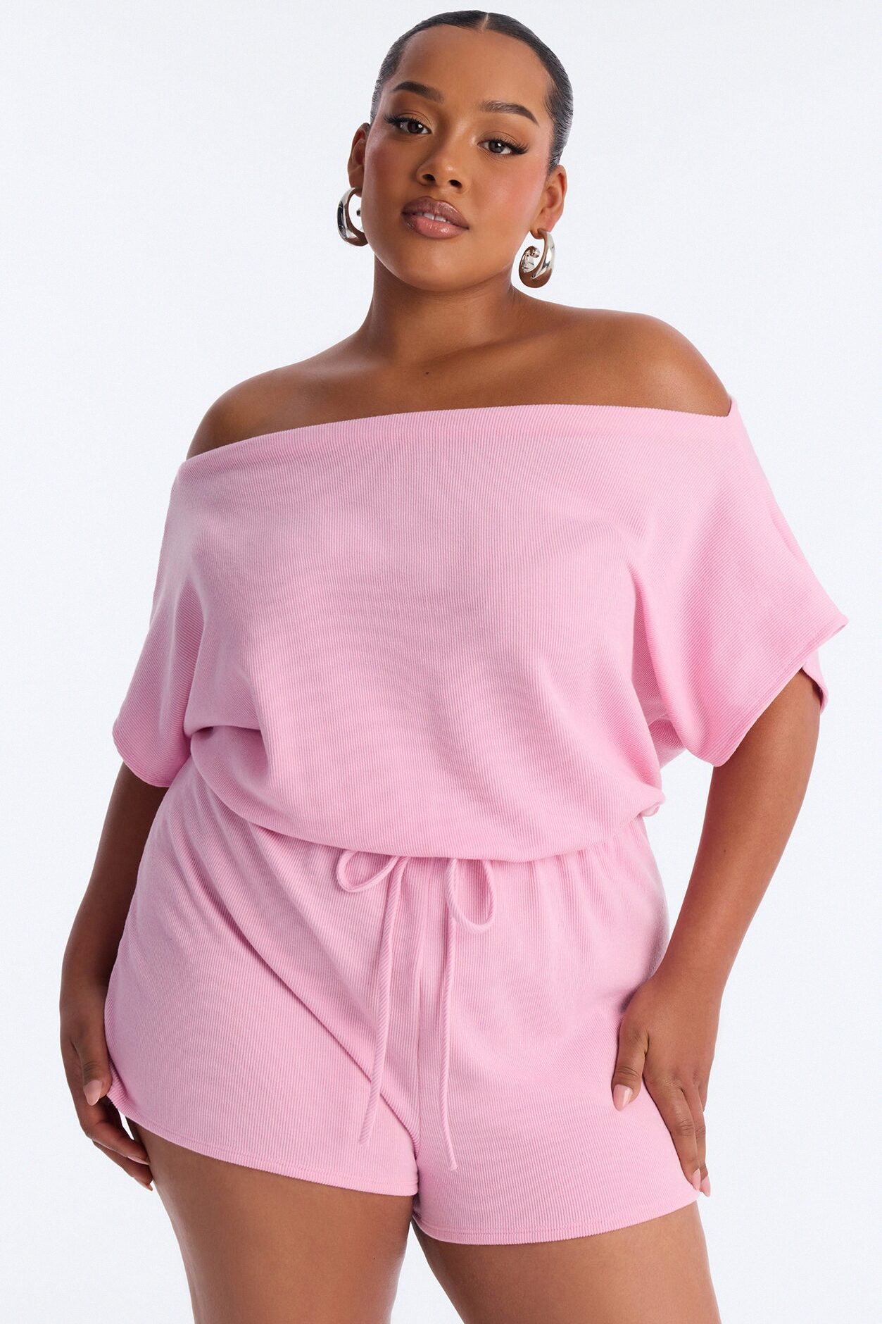 Easy Does It Ribbed Romper - Pink