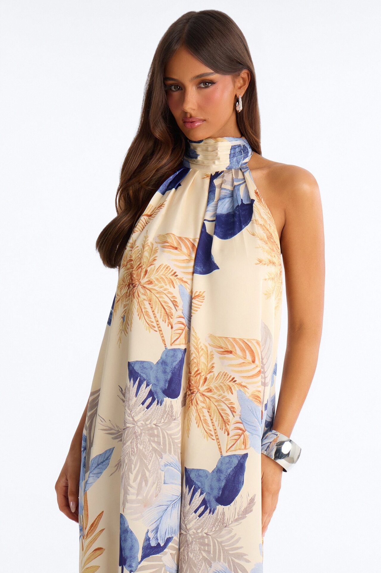 Sunset Party Backless Wide Leg Jumpsuit - Blue/combo