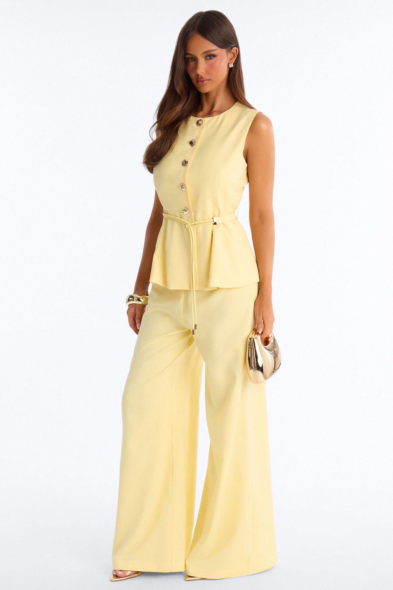 Boss Vibes Belted Pant Set - Yellow
