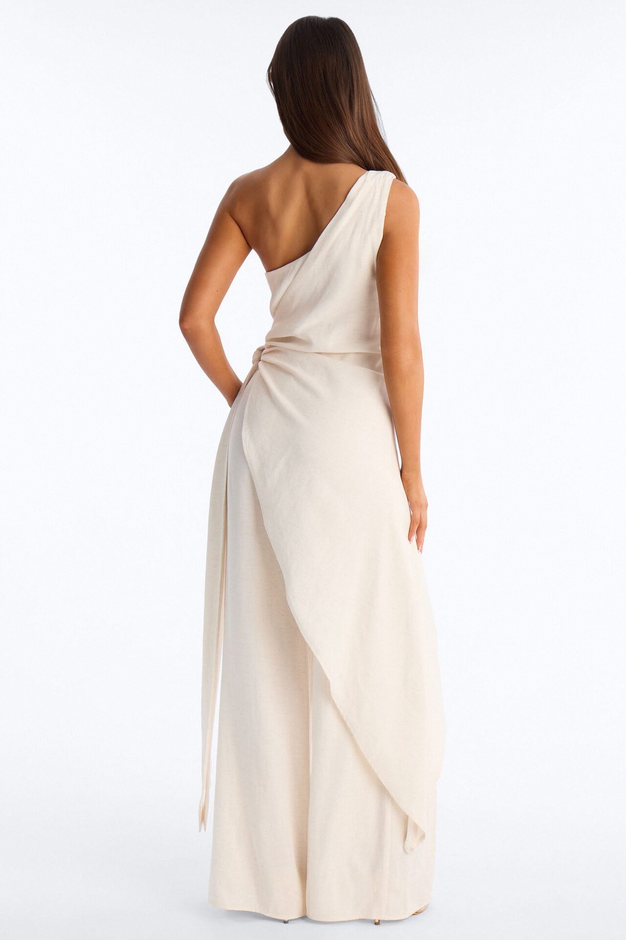 Zena Off Shoulder Draped Jumpsuit - Ivory