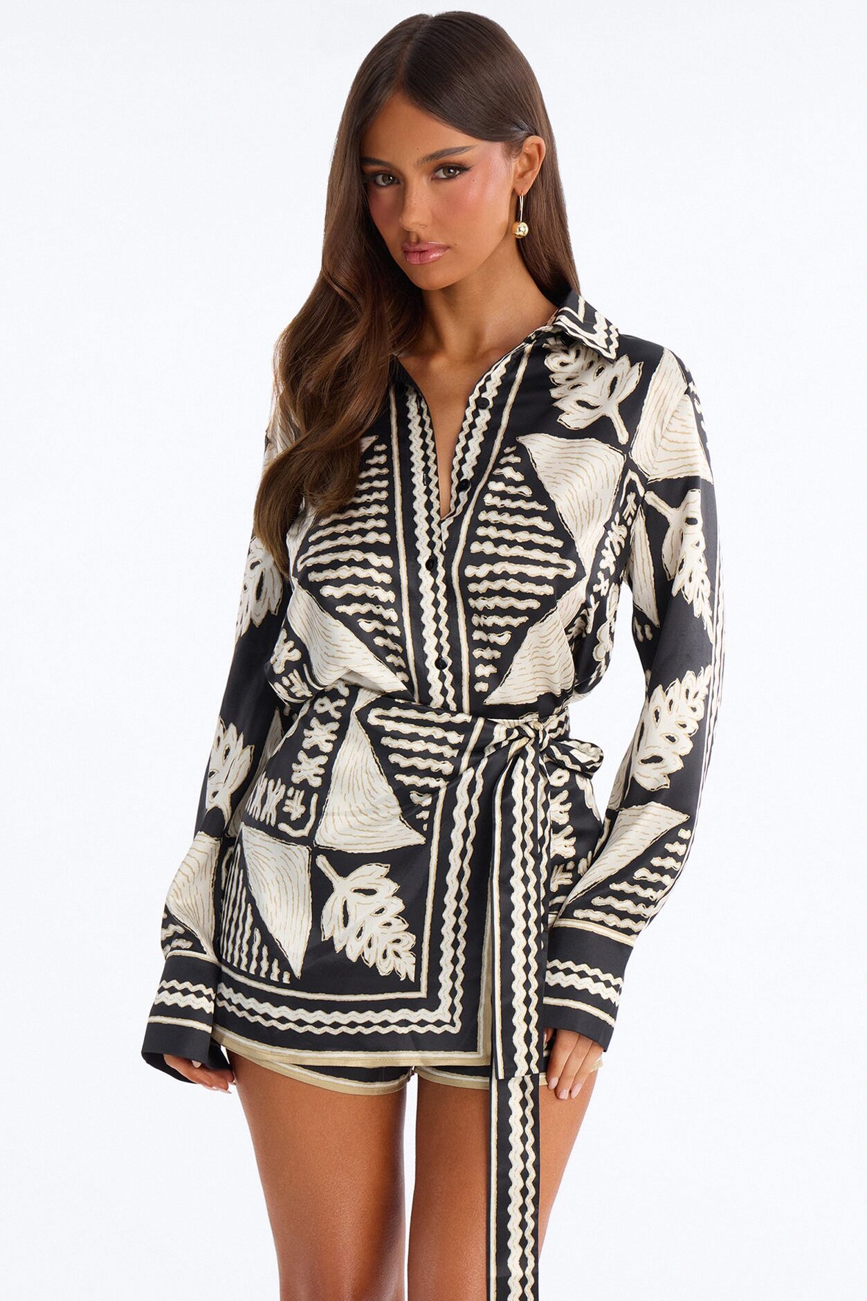 Island Escape Satin Skort Set - Black/combo