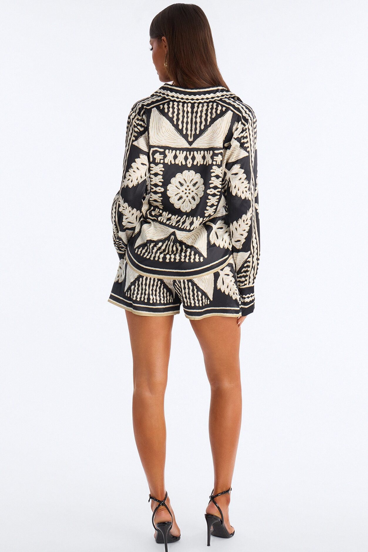Island Escape Satin Skort Set - Black/combo
