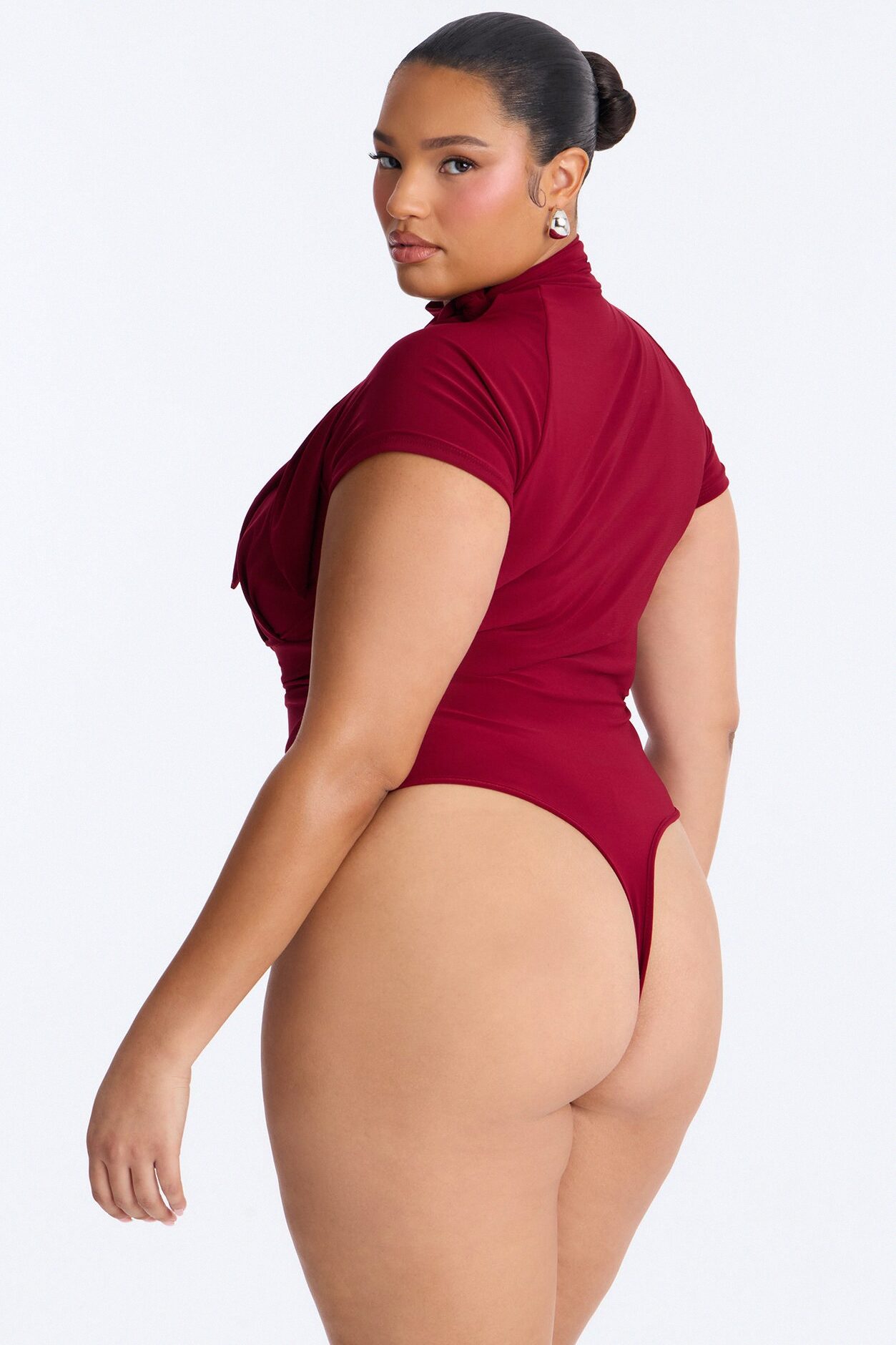 City Dreams Tie Neck Bodysuit - Red
