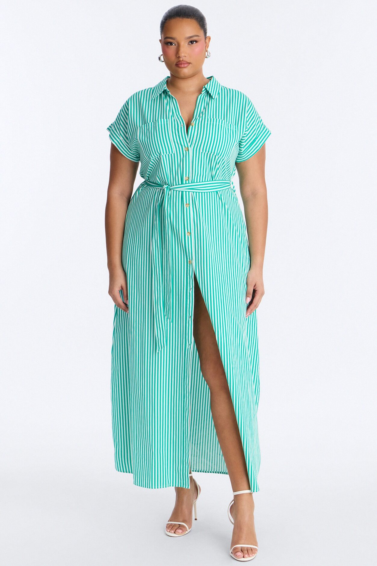 Easy Breezy Maxi Shirt Dress - Green/combo