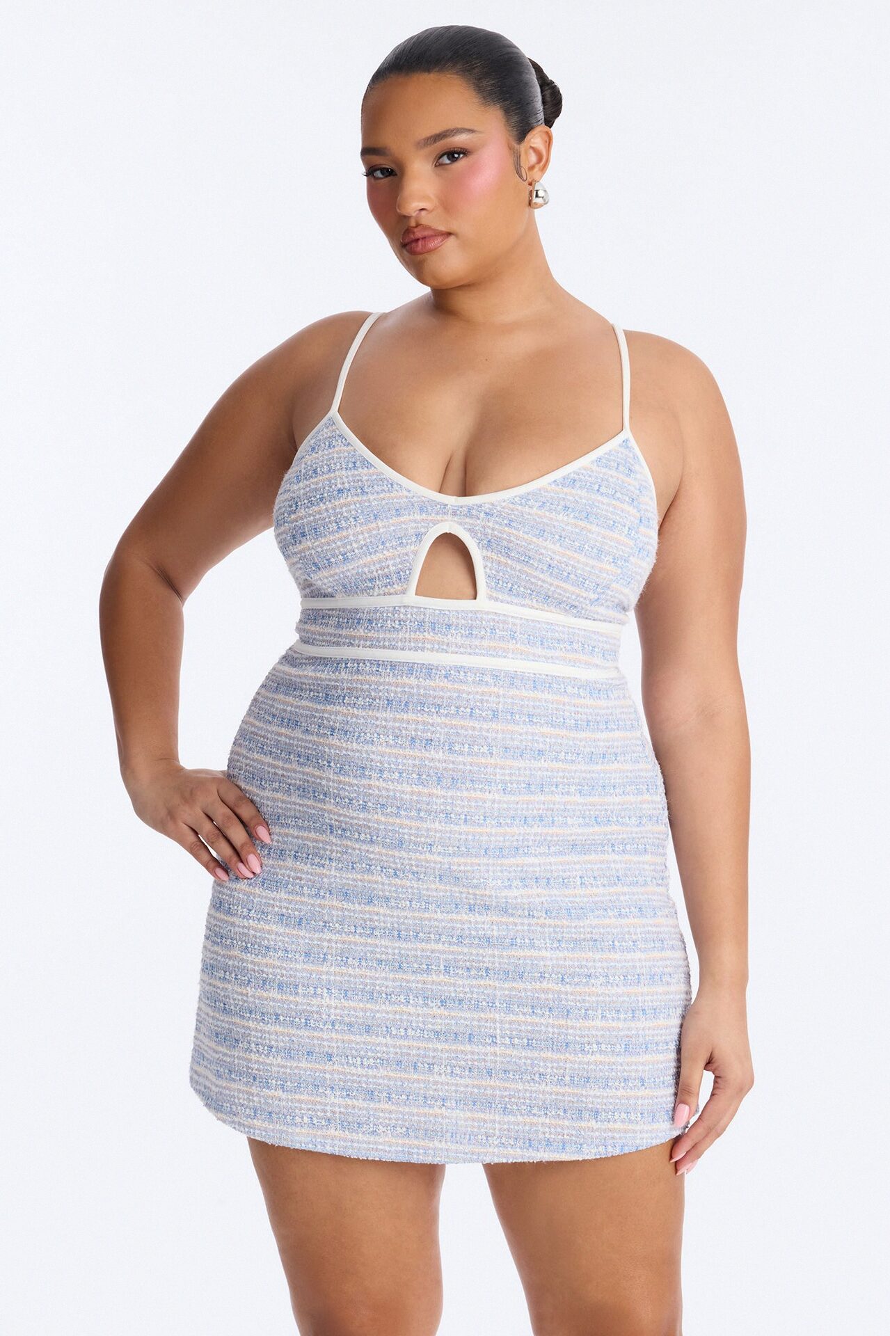 Rowan Tweed Mini Dress - Light Blue