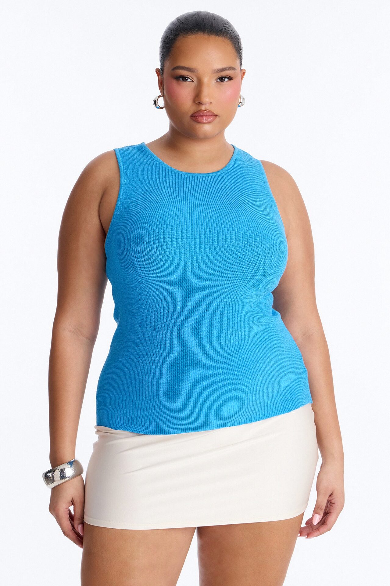 Just Enough Sweater Tank Top - Blue
