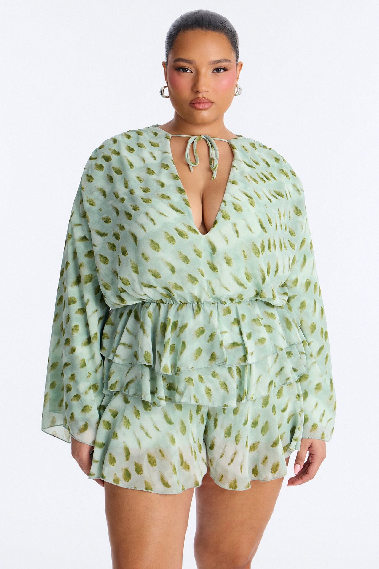 Nora Ruffle Romper - Green