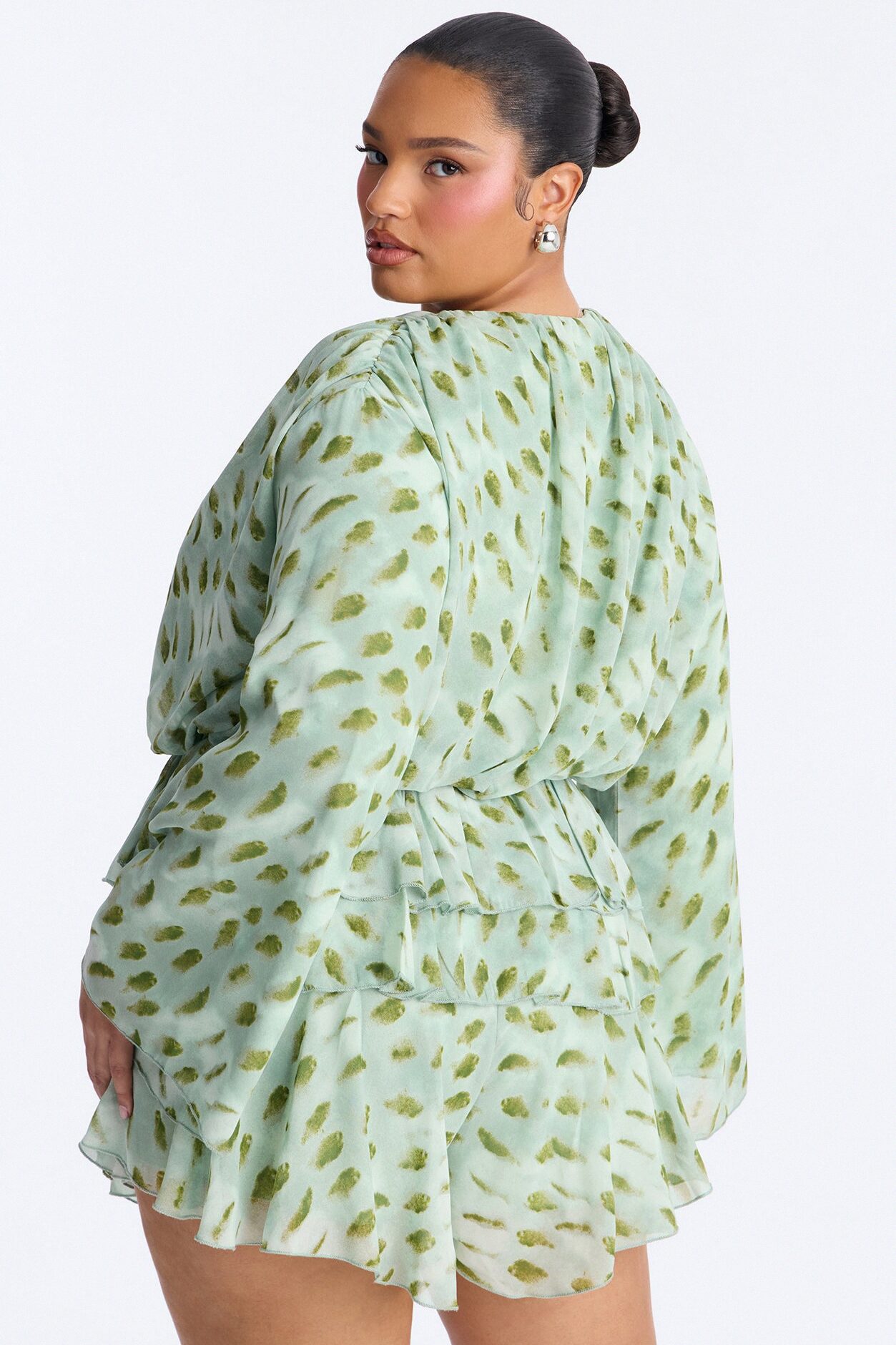Nora Ruffle Romper - Green