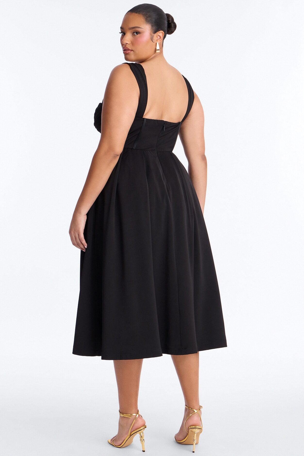 Gabriela Pleated Corset Midi Dress - Black