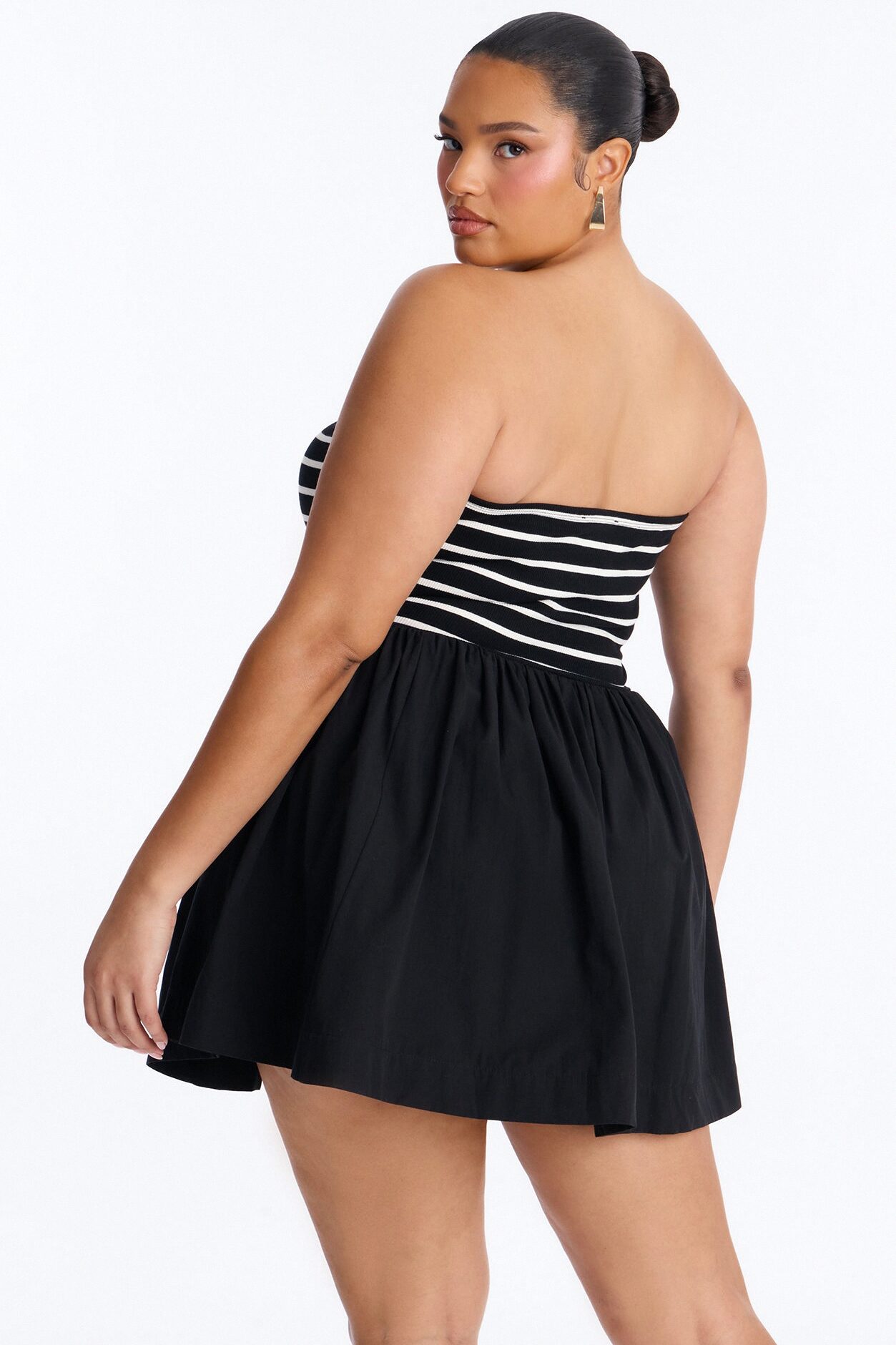 Reagan Strapless Striped Mini Dress - Black/White