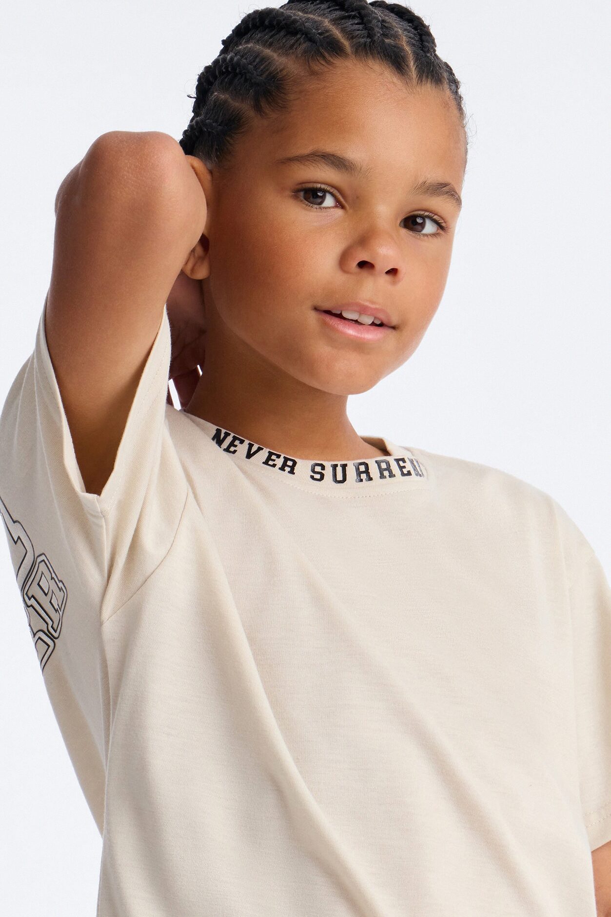 Mini Never Surrender Short Sleeve Front/Back Tee - Stone