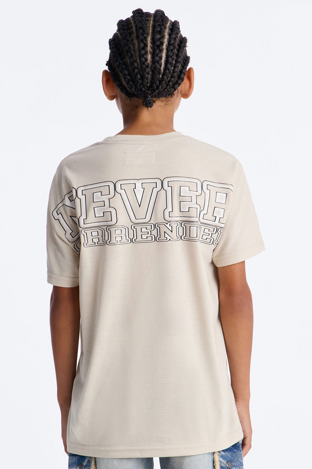Mini Never Surrender Short Sleeve Front/Back Tee - Stone