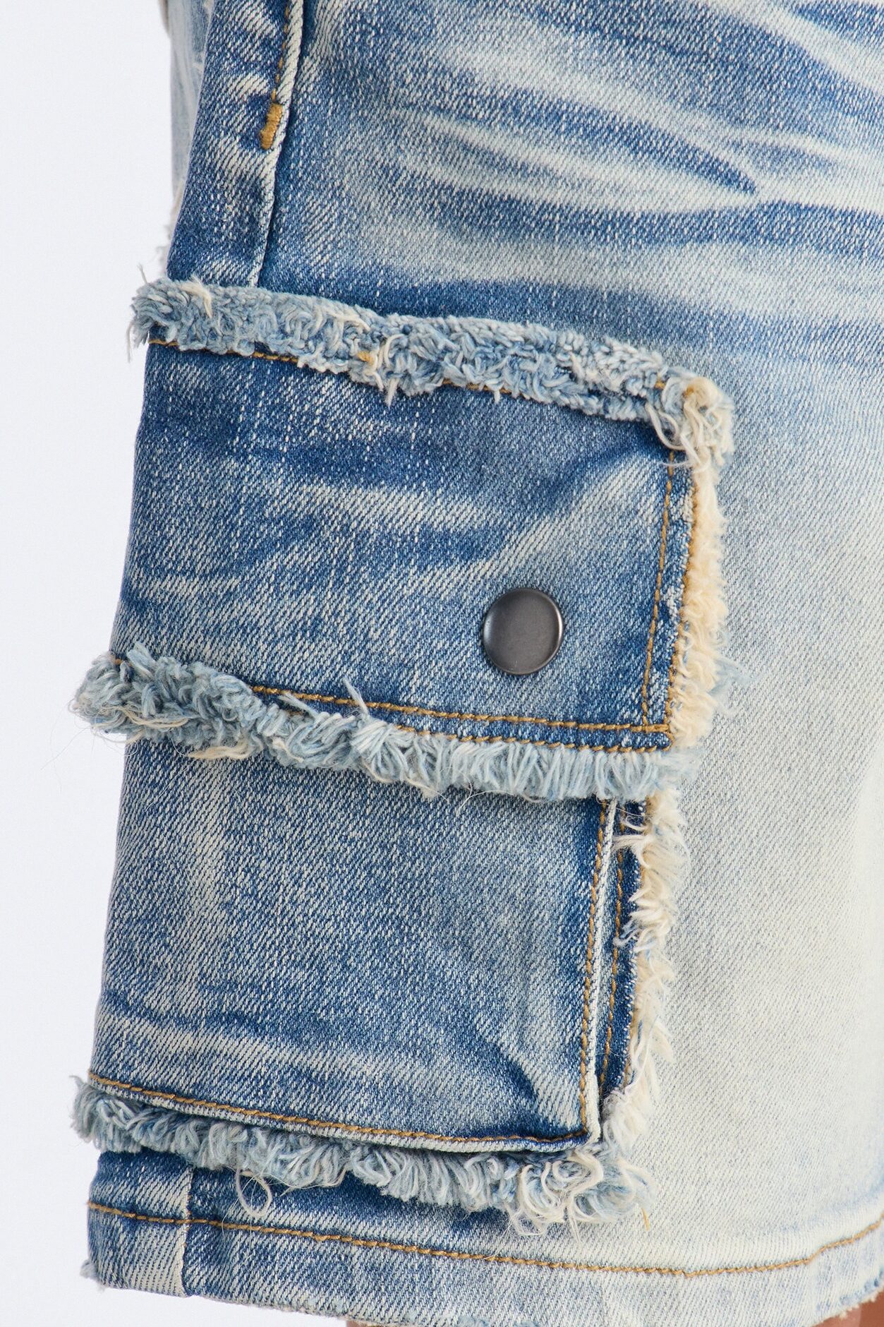 Mini Rush Home Denim Cargo Shorts - Light Blue Wash