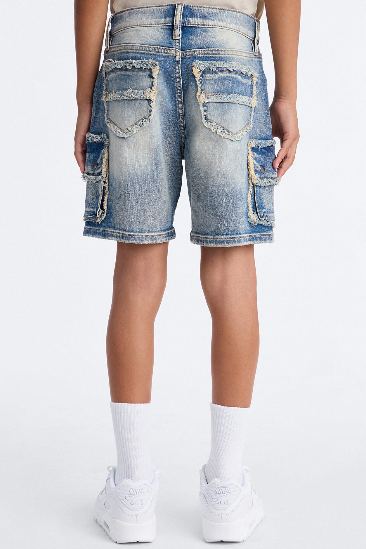 Mini Rush Home Denim Cargo Shorts - Light Blue Wash
