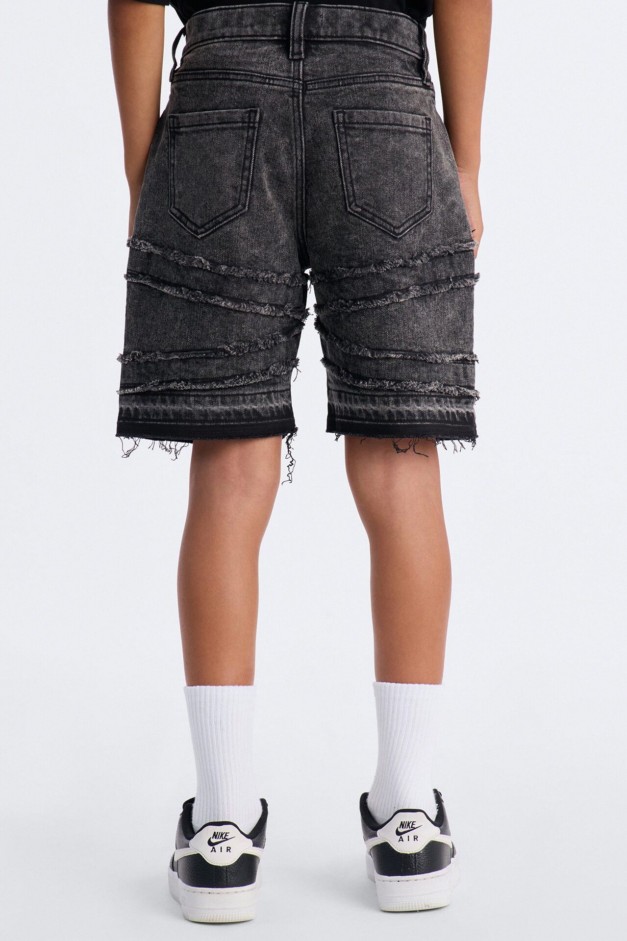 Mini Nice Try Frayed Denim Short - Black Wash