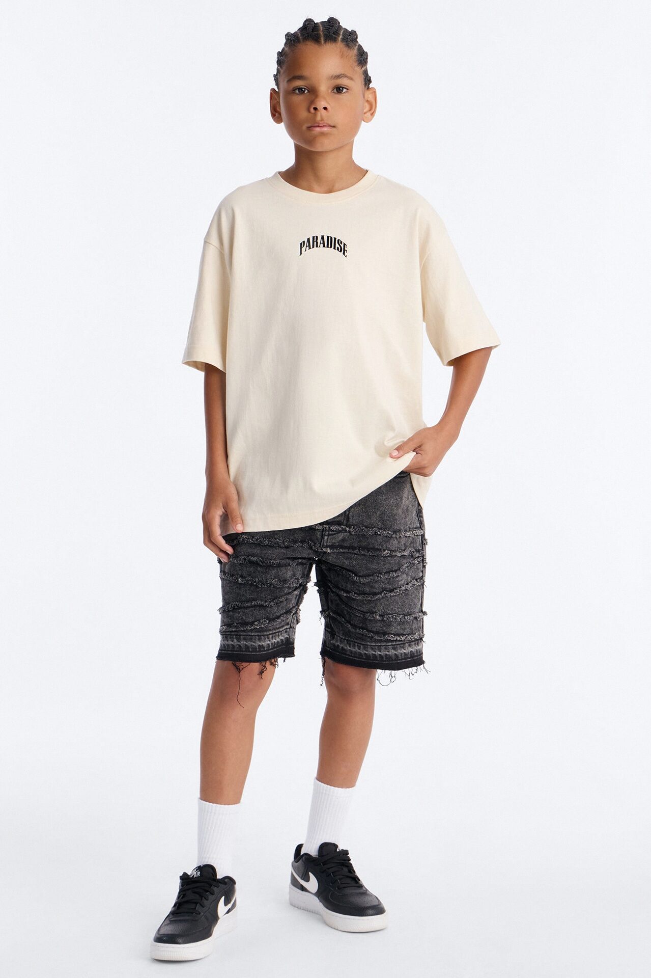 Mini Paradise Short Sleeve Front/Back Tee - Sand