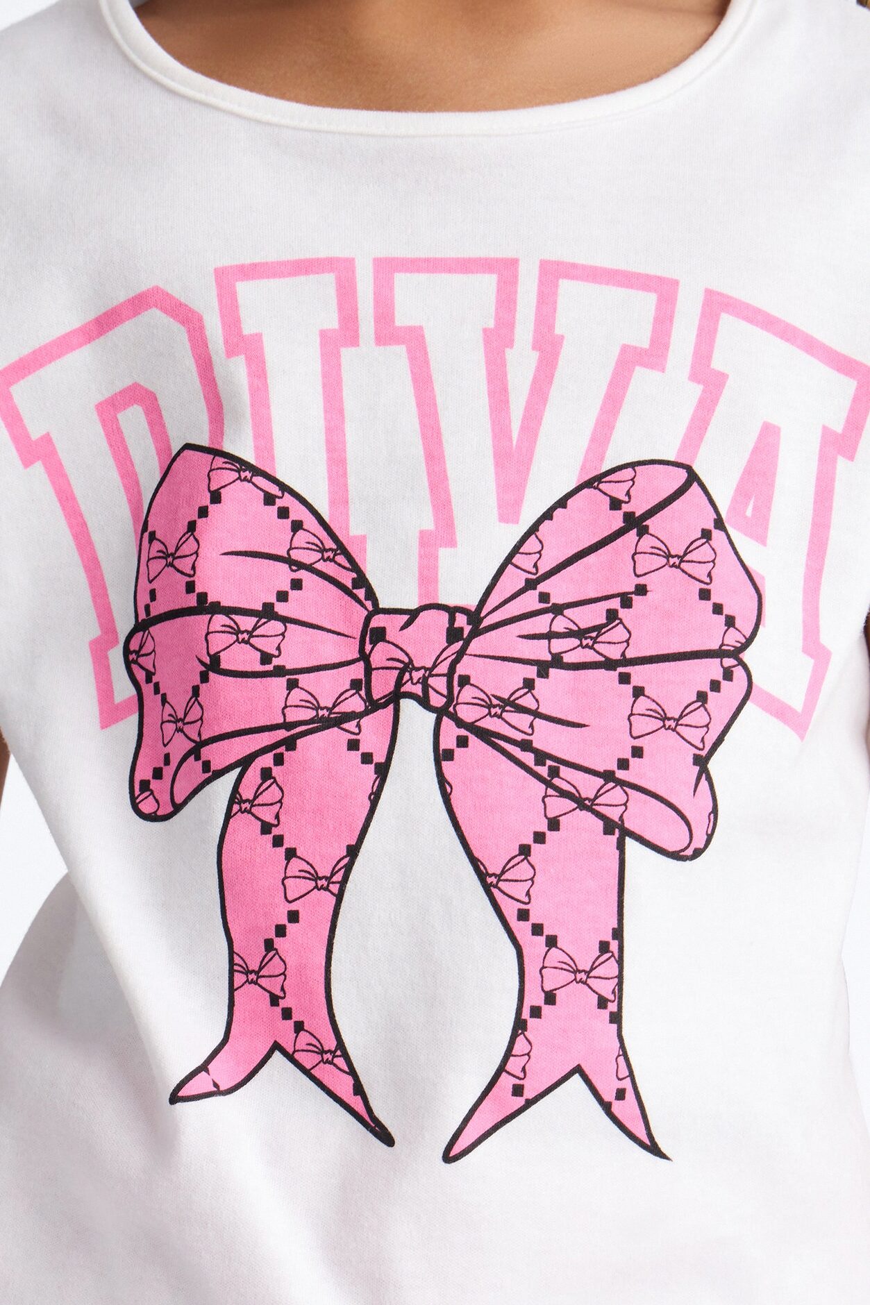 Mini Diva Things Only Short Set - White/Pink