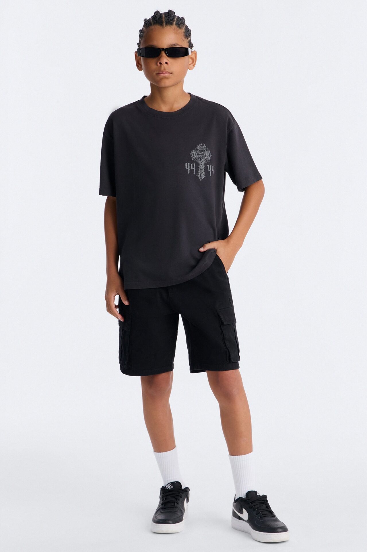 Mini Twill Volley Cargo Shorts - Black
