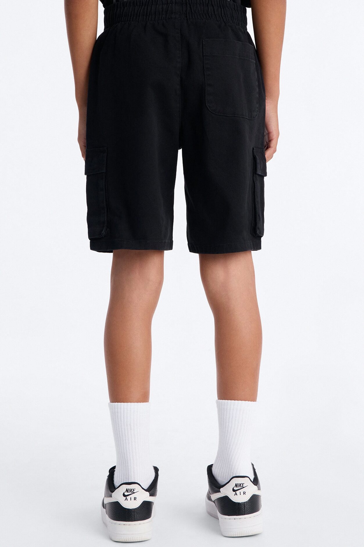 Mini Twill Volley Cargo Shorts - Black