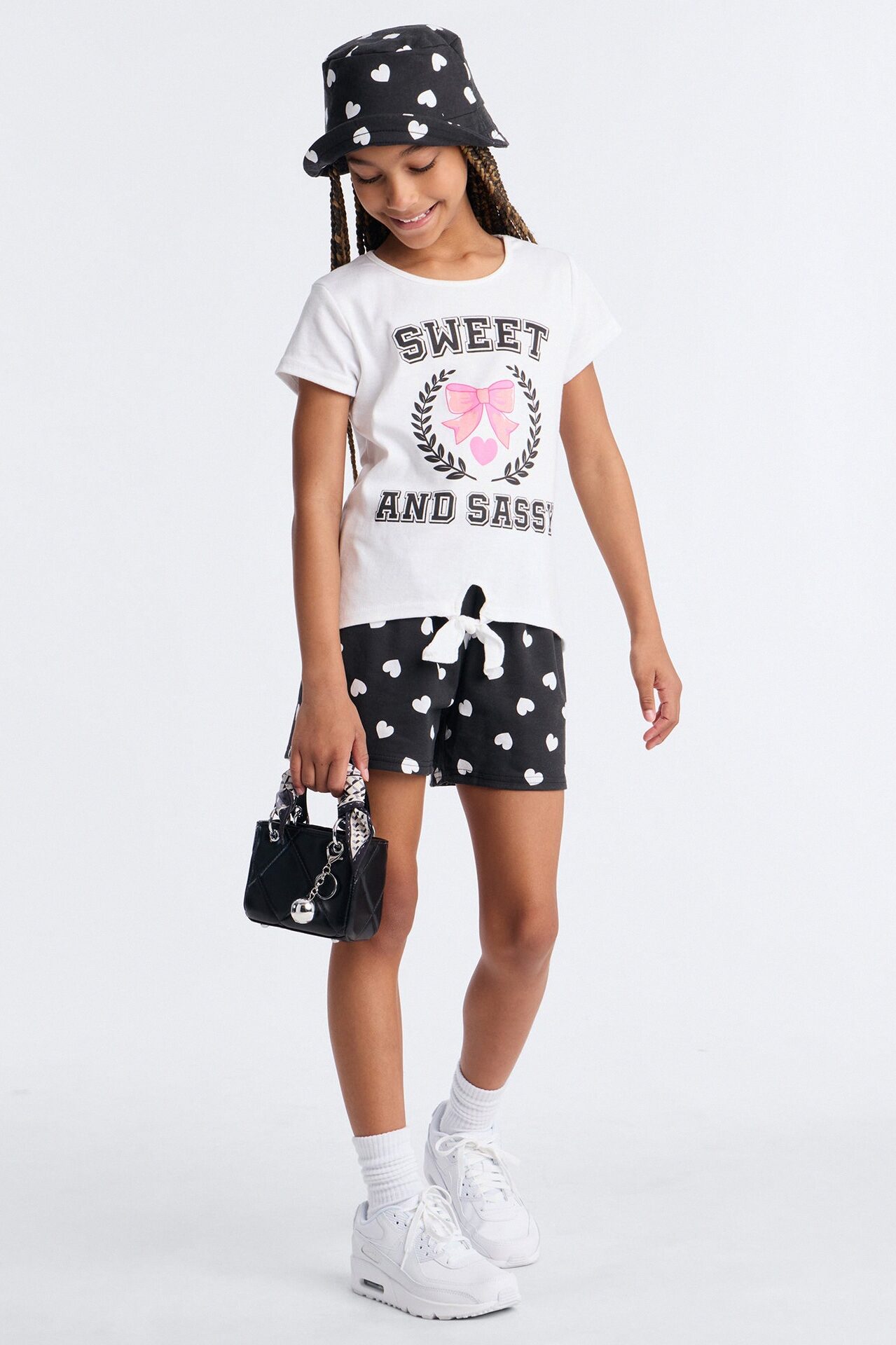Mini I'm Sweet And Sassy Short Set - White/Black