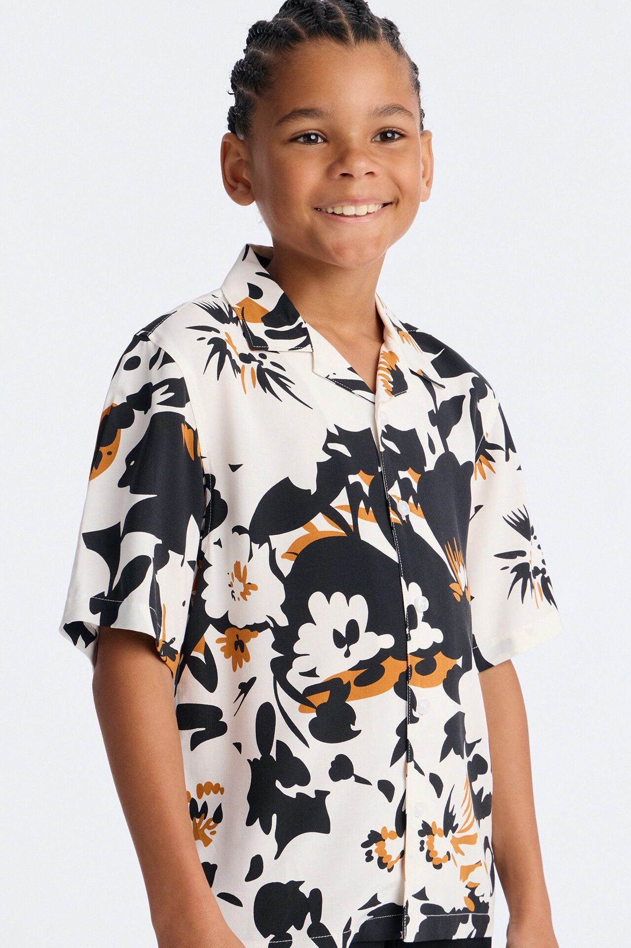 Mini Never Bored Short Sleeve Button Down Shirt - White/Black