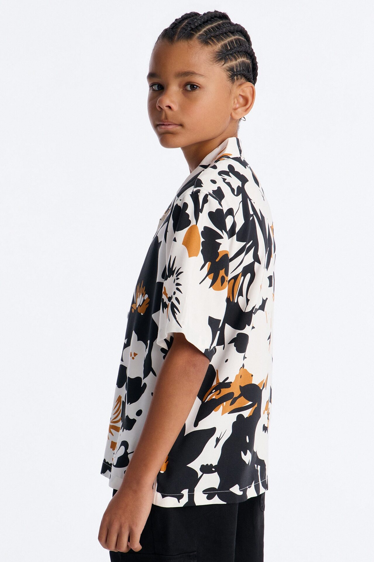 Mini Never Bored Short Sleeve Button Down Shirt - White/Black