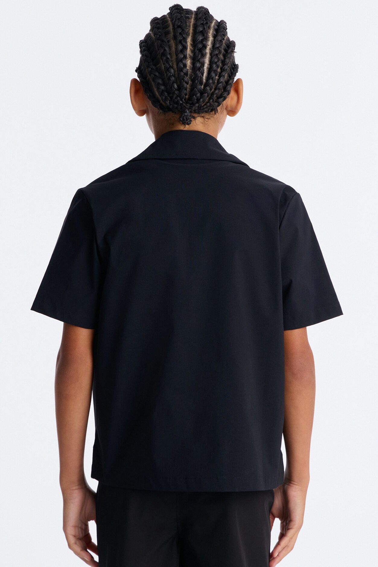 Mini Montez Cuban Collar Button Up Shirt - Black