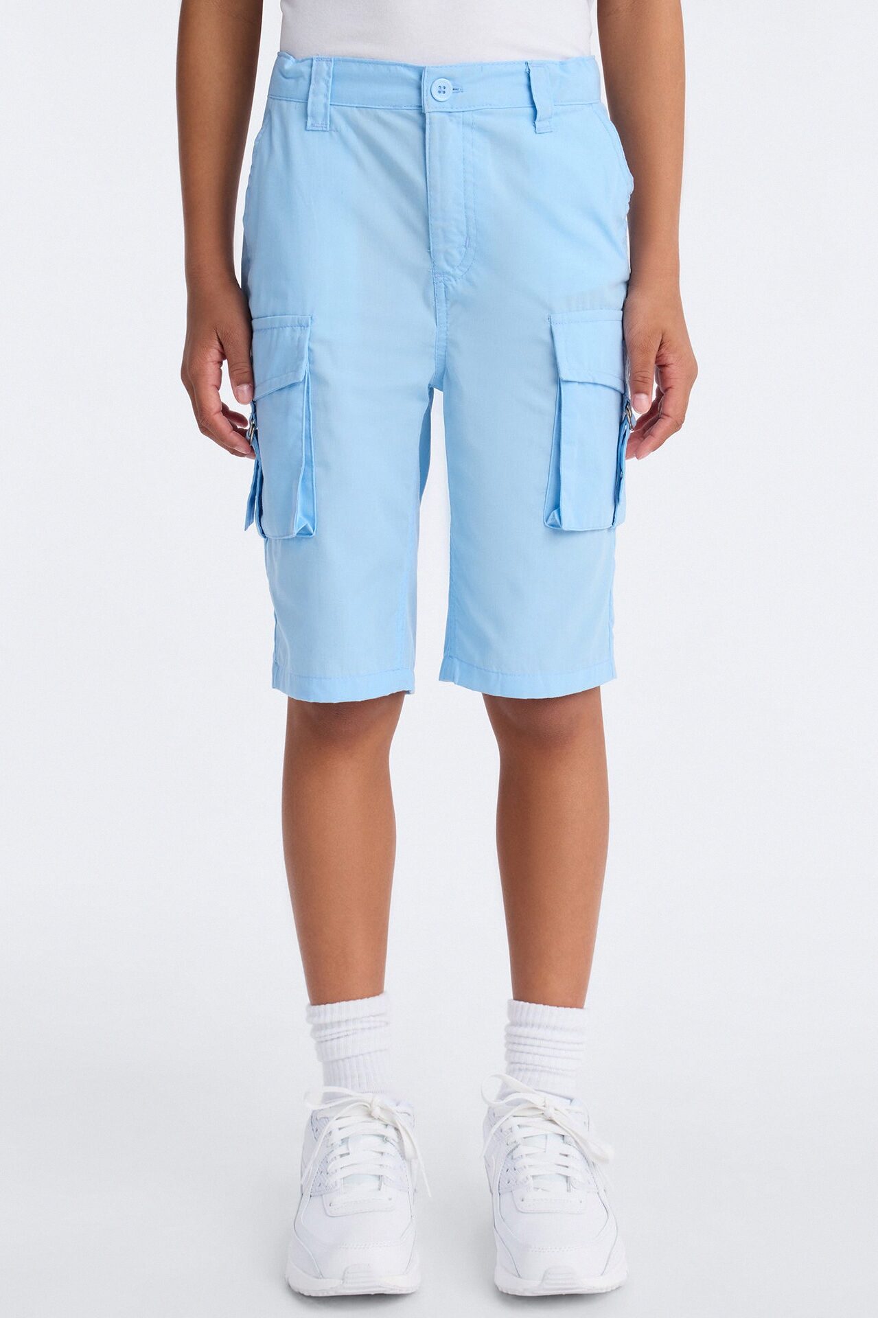 Mini Victoria Cargo Bermuda Shorts - Light Blue