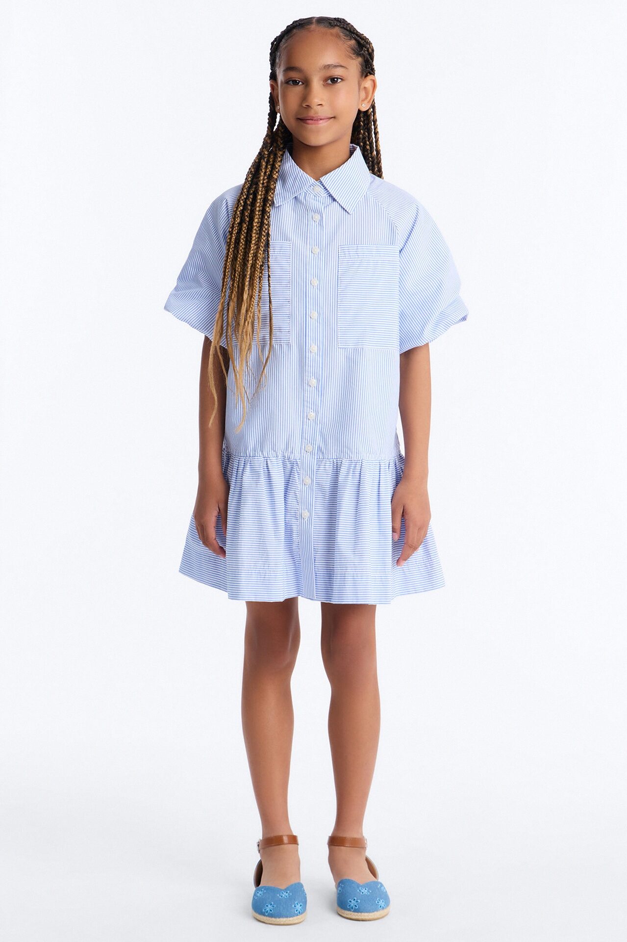 Mini Phone Calls Pinstripe Mini Dress - Blue/combo