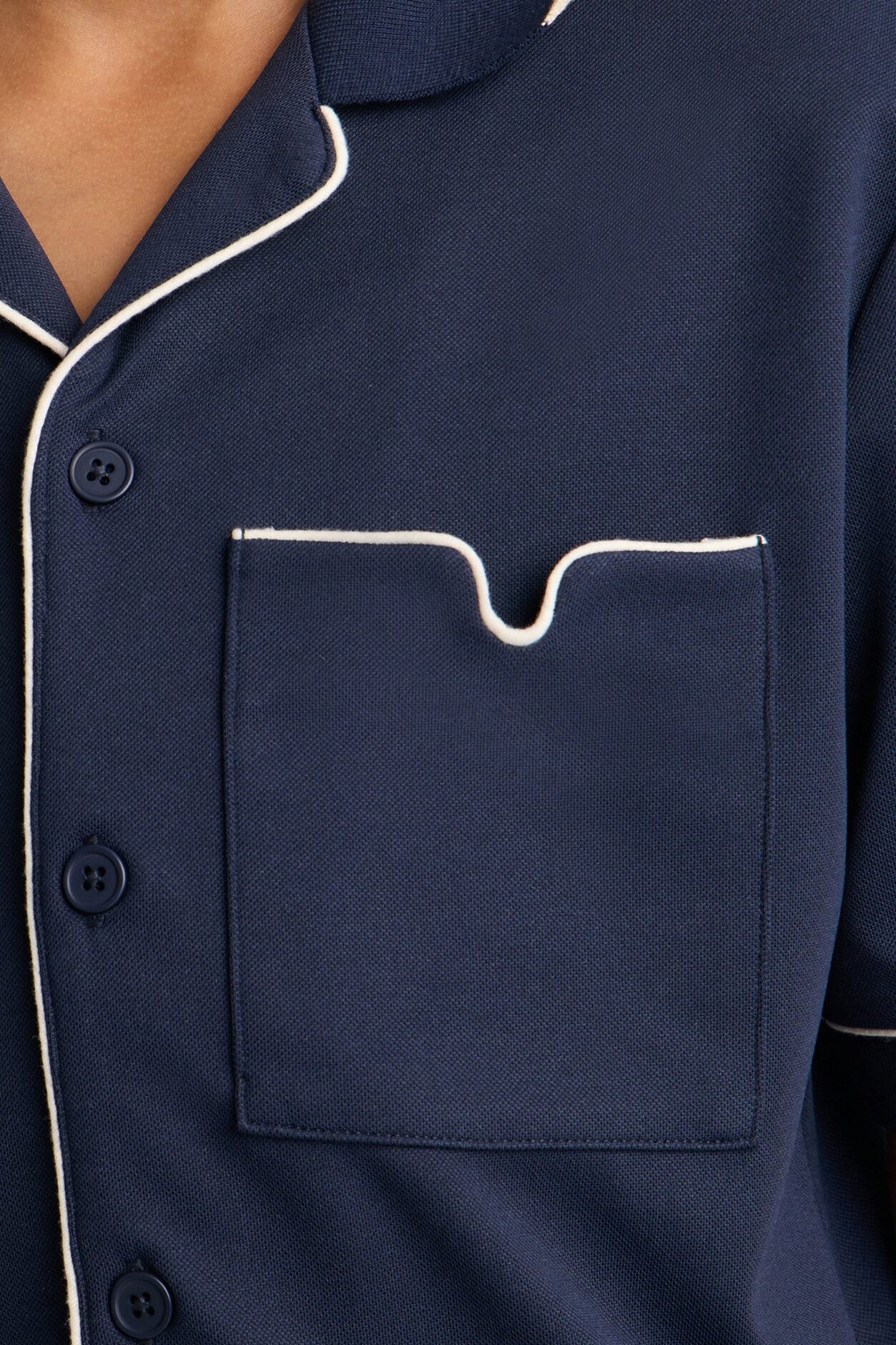 Mini Noir Cuban Collar Shirt - Navy