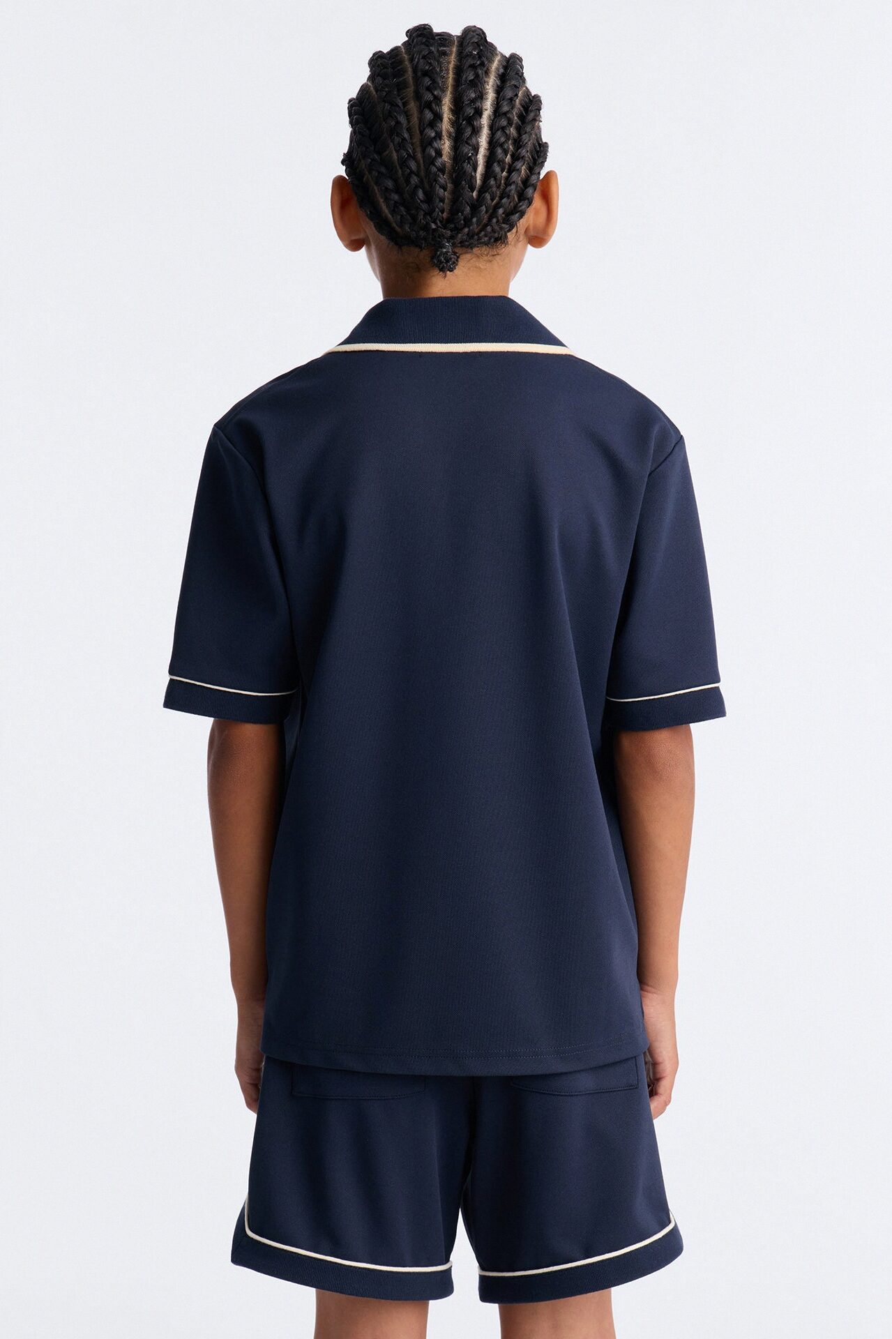 Mini Noir Cuban Collar Shirt - Navy