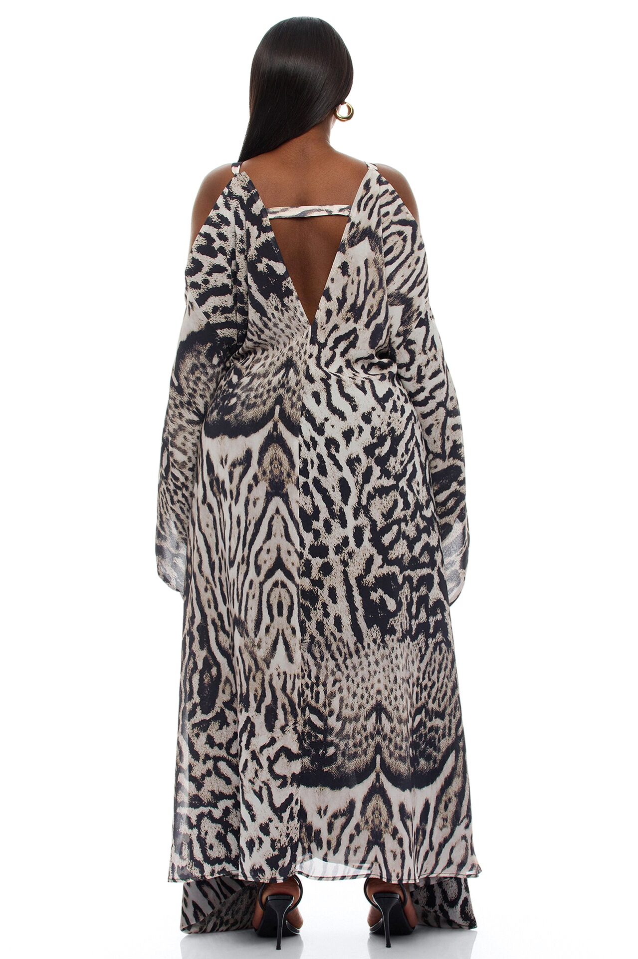 Resort And Repeat Chiffon Kaftan Dress - Grey/combo