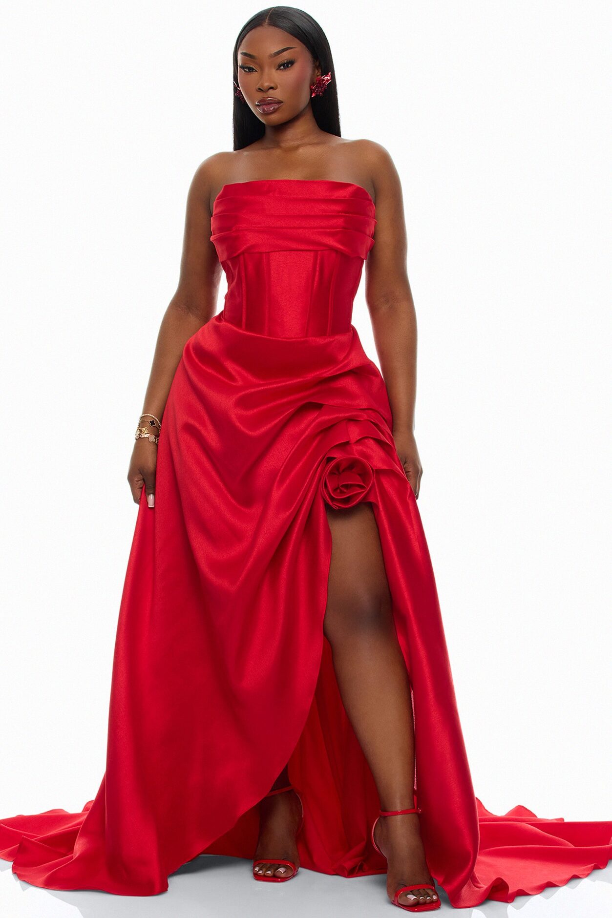 Swept Away Taffeta Gown - Red