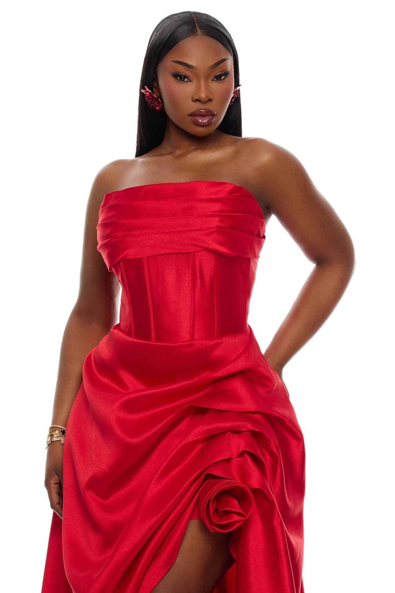 Swept Away Taffeta Gown - Red