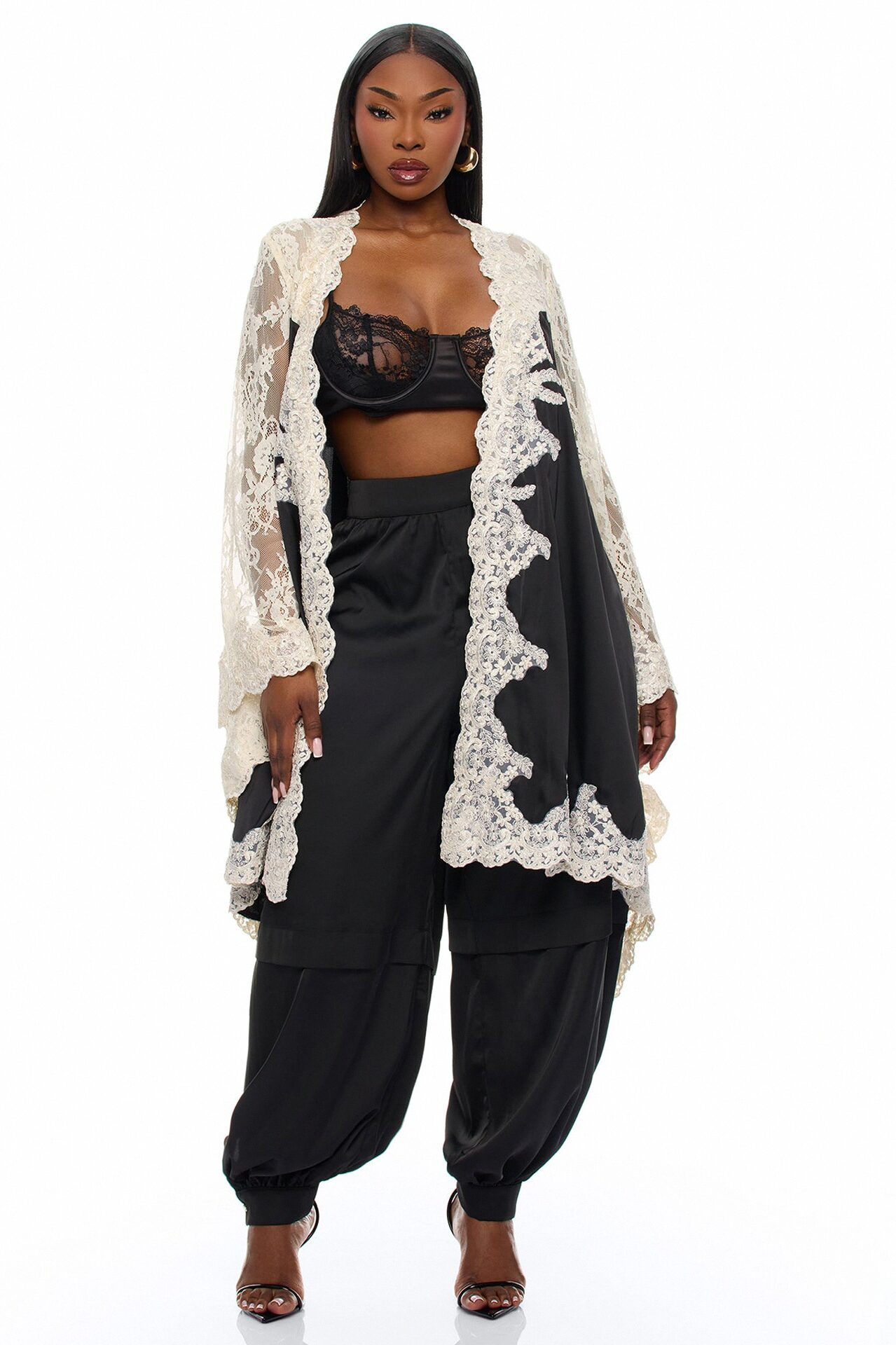 Cathryn Satin Balloon Pant - Black