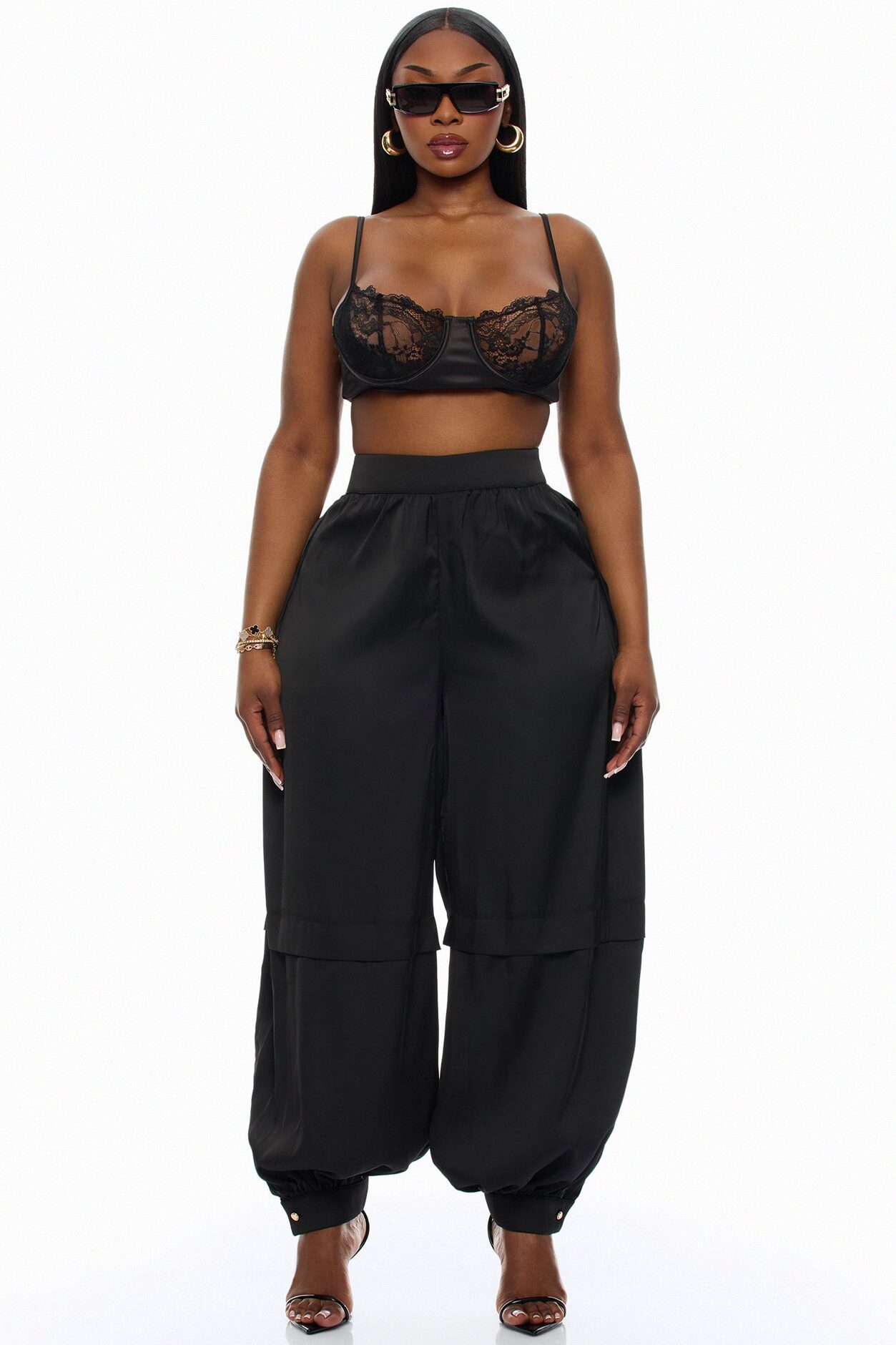 Cathryn Satin Balloon Pant - Black