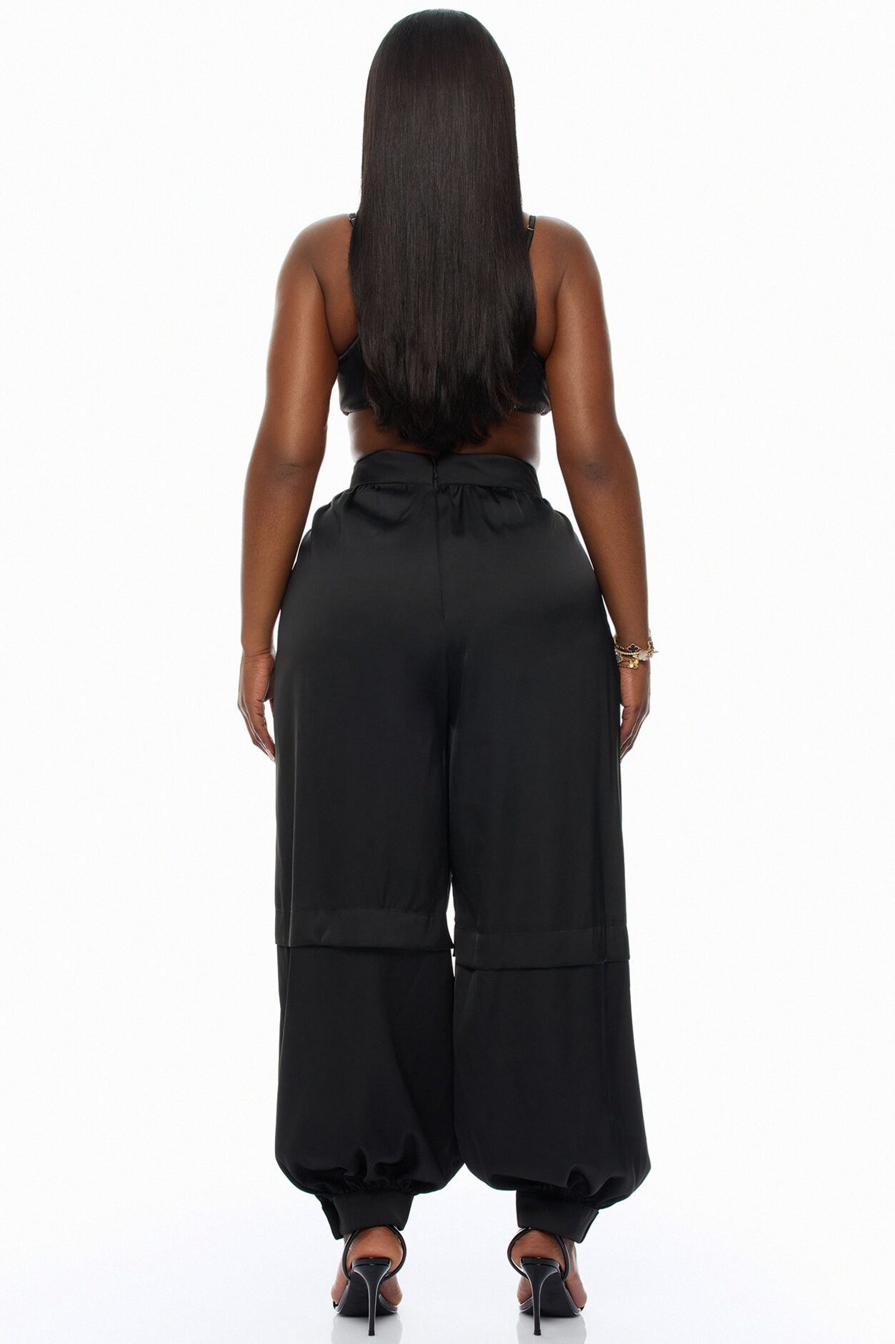 Cathryn Satin Balloon Pant - Black